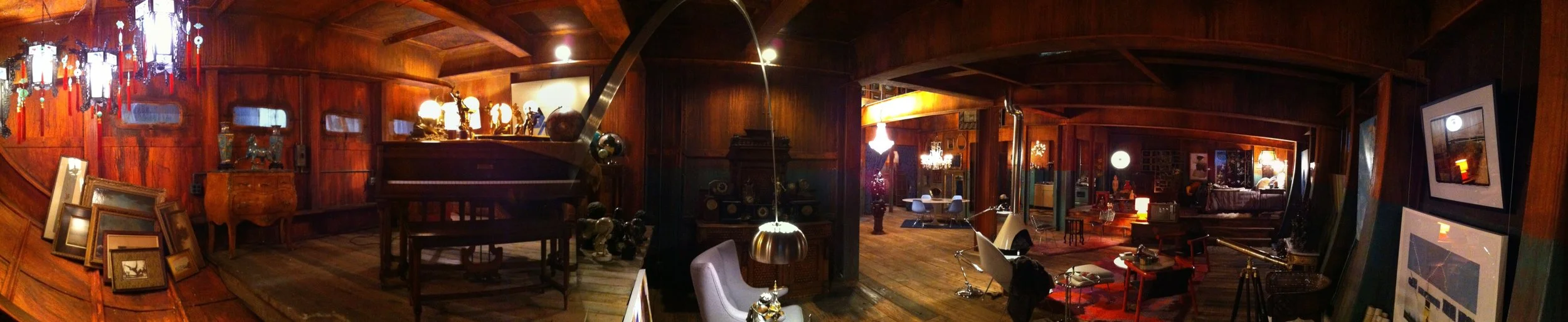 Backstrom. Backstrom's place in the hull of a river barge. Stage Set.