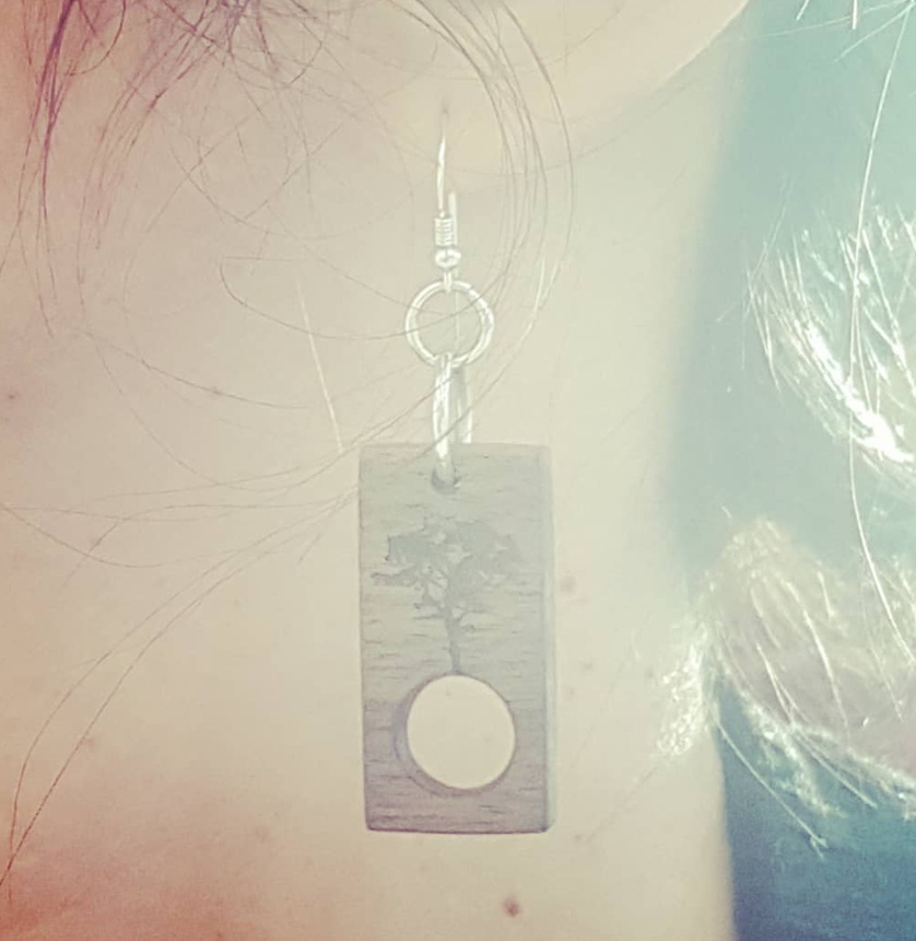 Wood and Silver Earrings