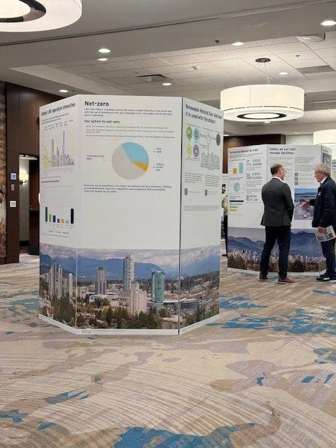 Display boards at an information session