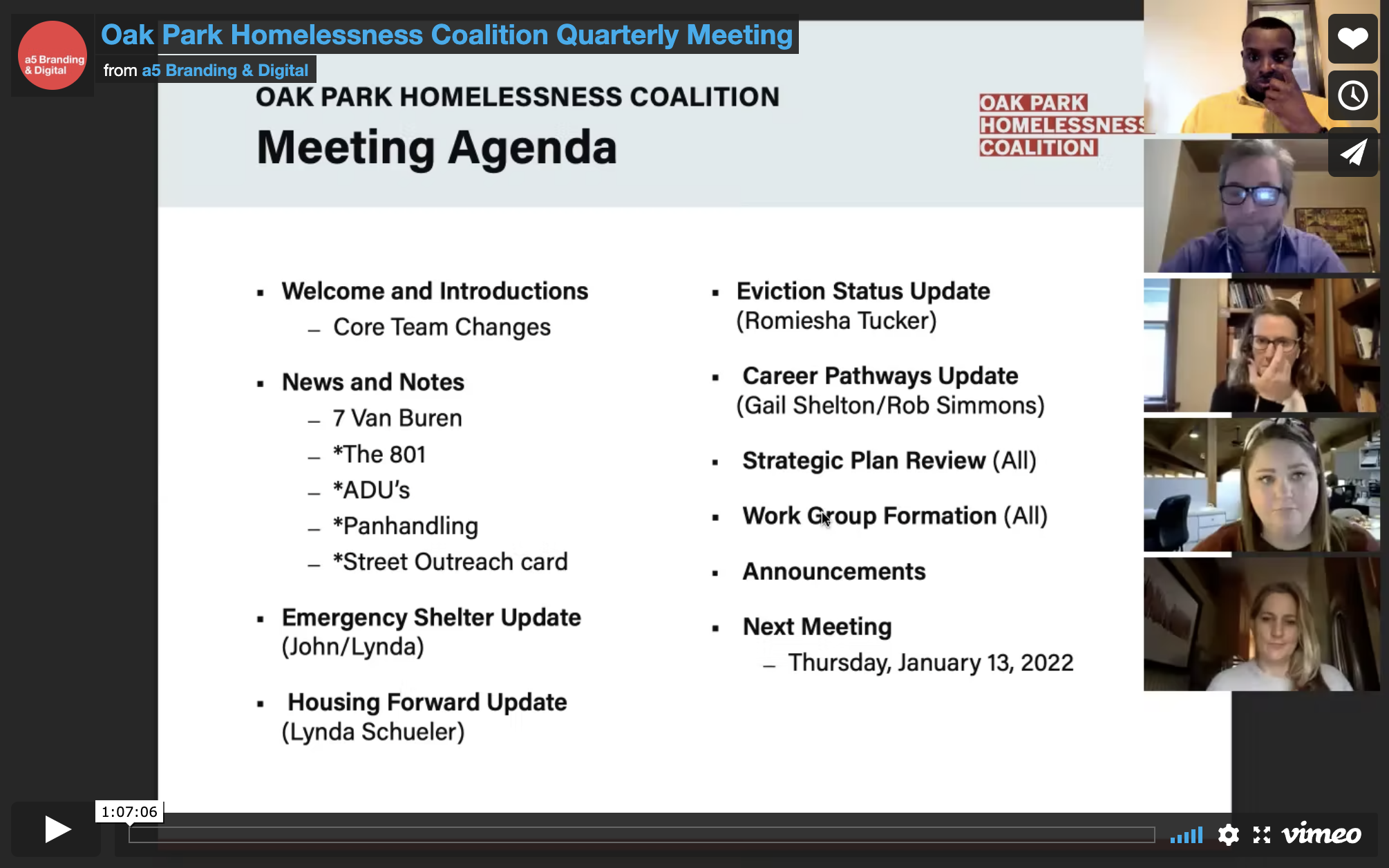 Oak Park Homelessness Coalition Quarterly Meeting