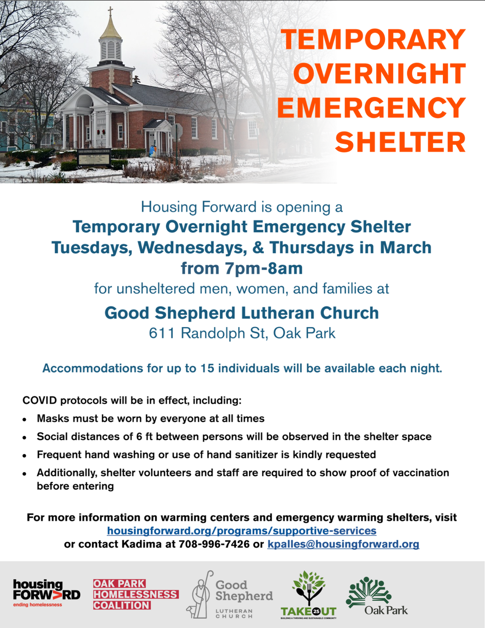 Emergency Overnight Shelter Opens at Good Shepherd Lutheran Church