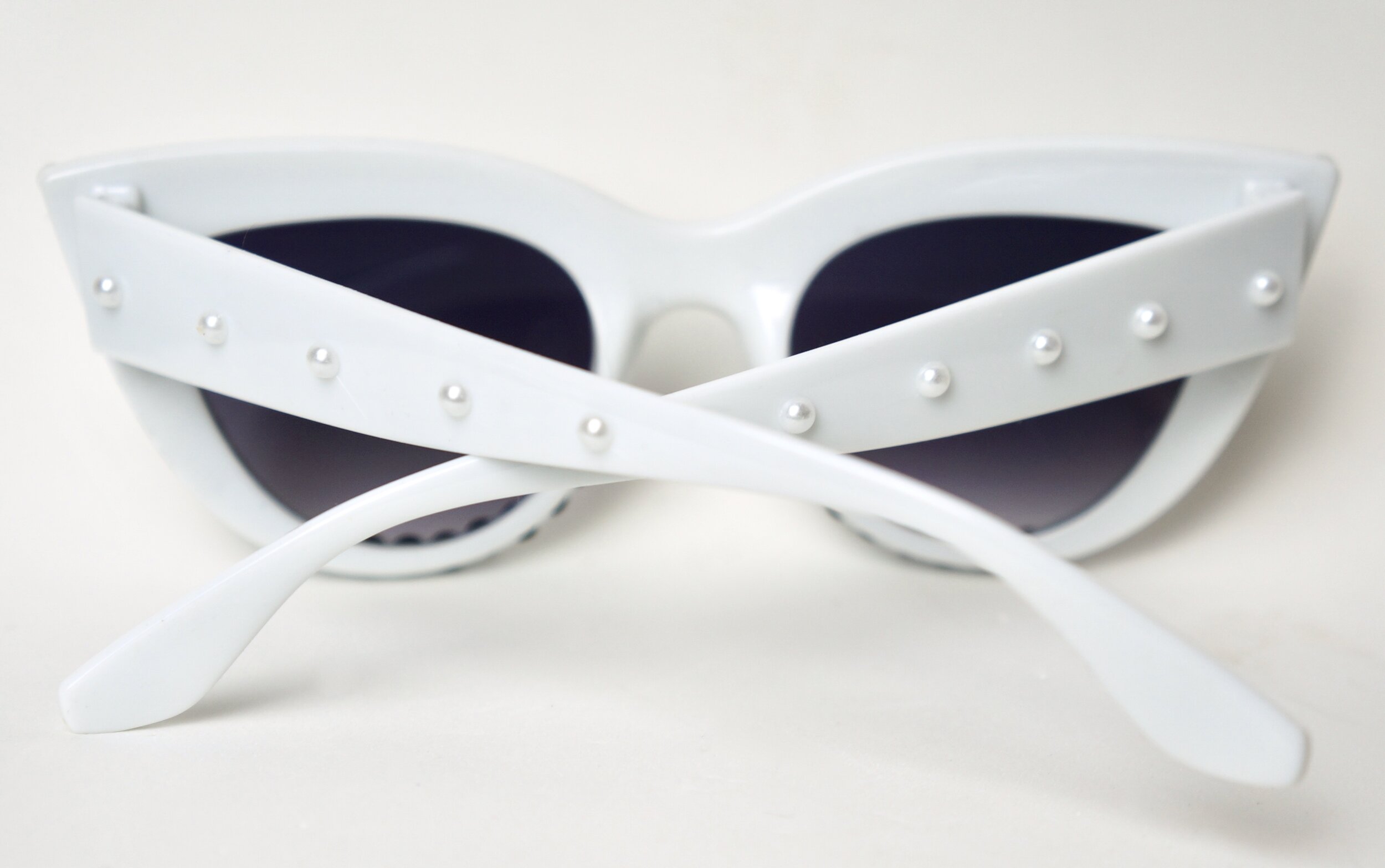 Black and white cat eye embellished sunglasses