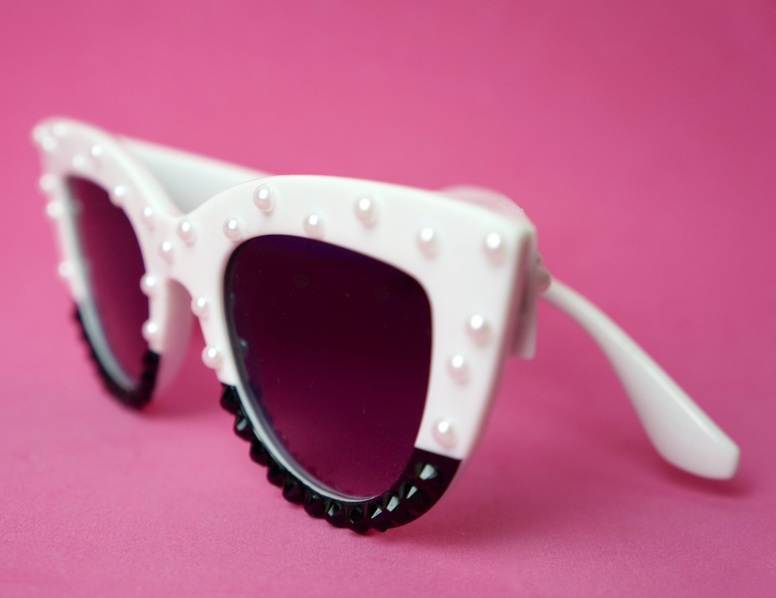 Haus of Renee black and white cat eye embellished sunglasses