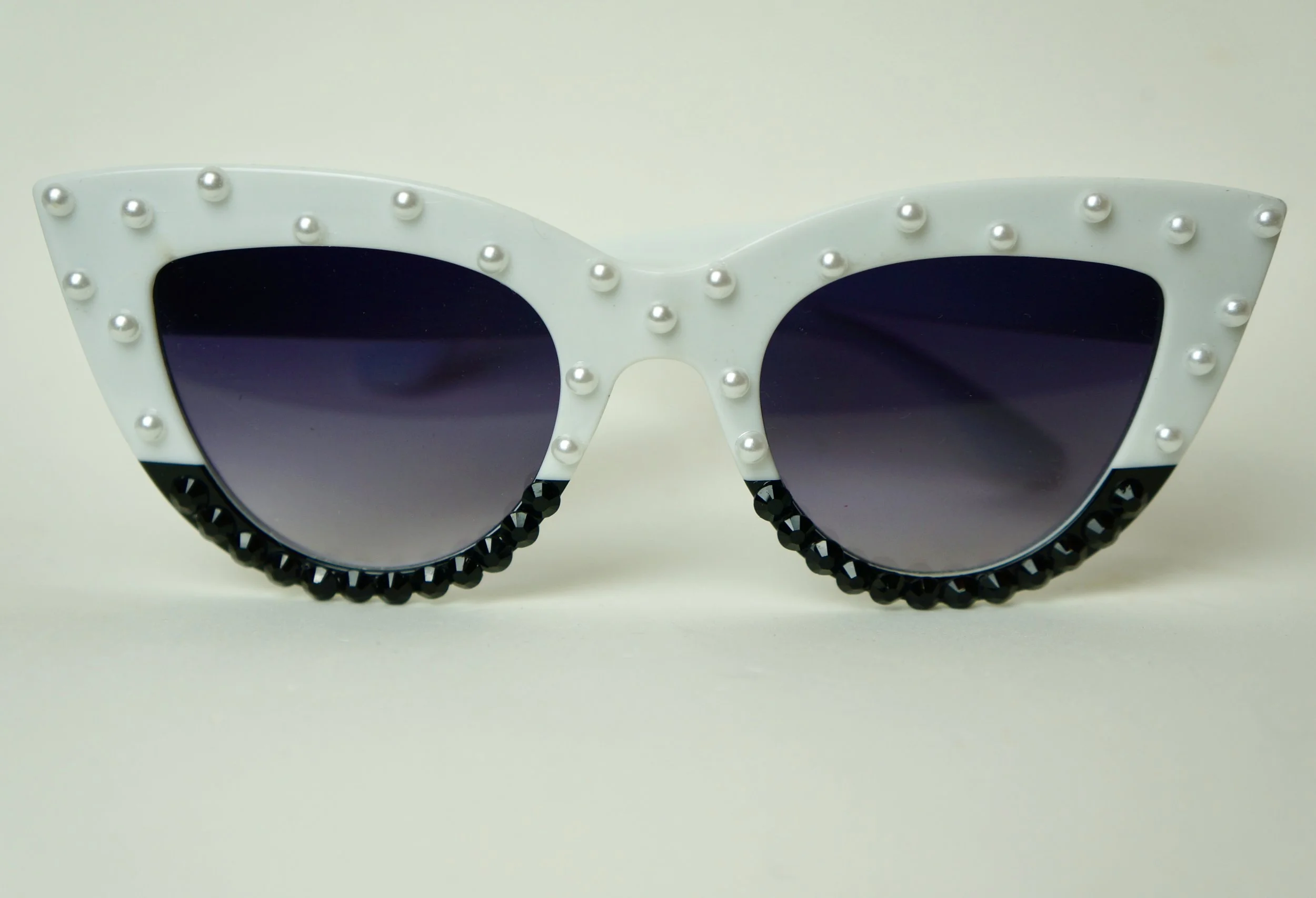 Haus of Renee black and white cat eye embellished sunglasses