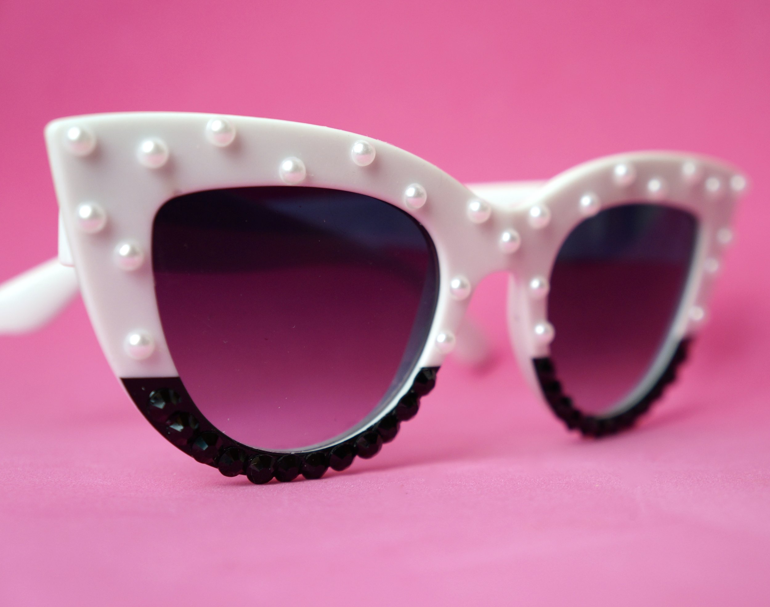 Haus of Renee black and white cat eye embellished sunglasses