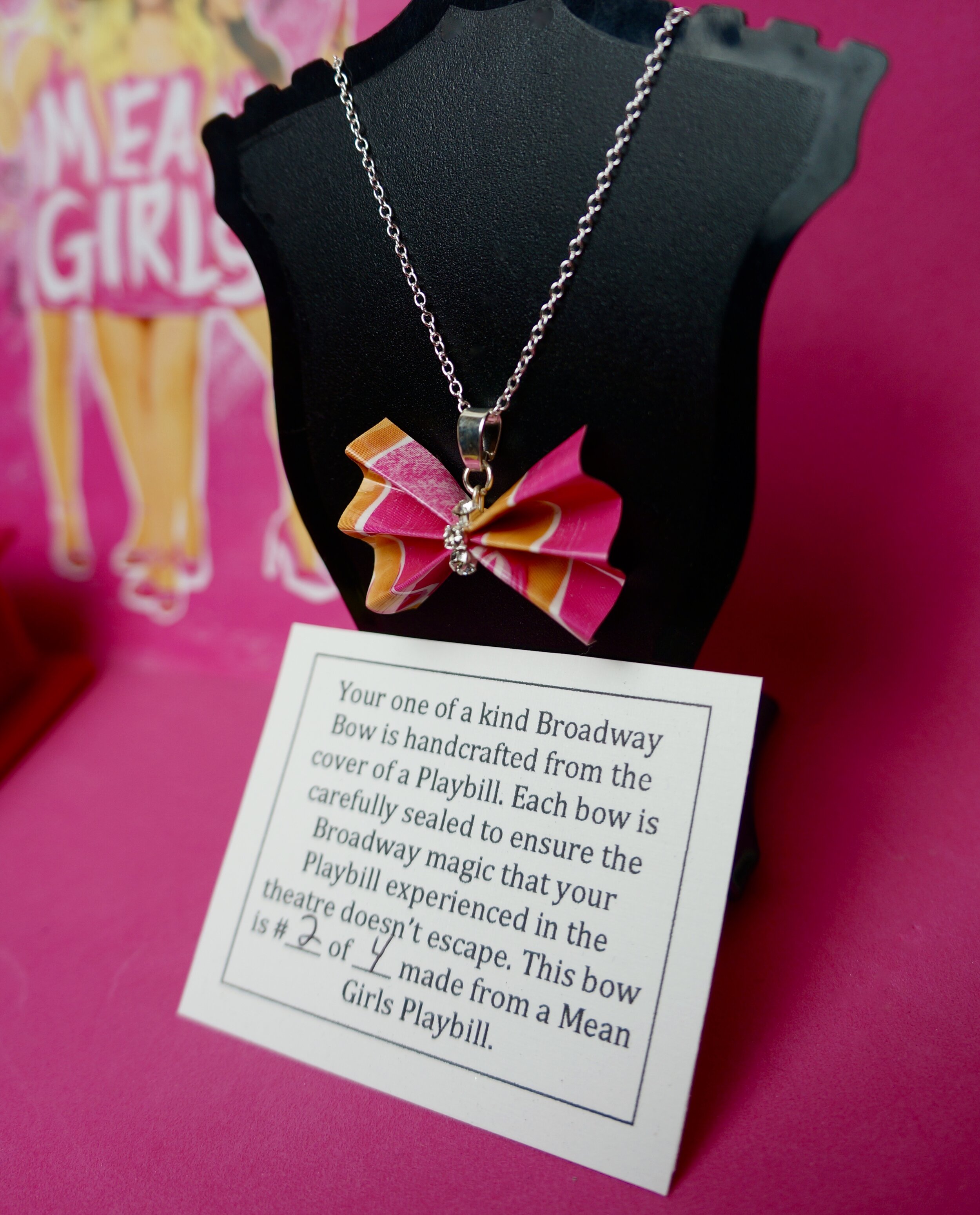 Mean Girls Broadway Playbill Bow Necklaces