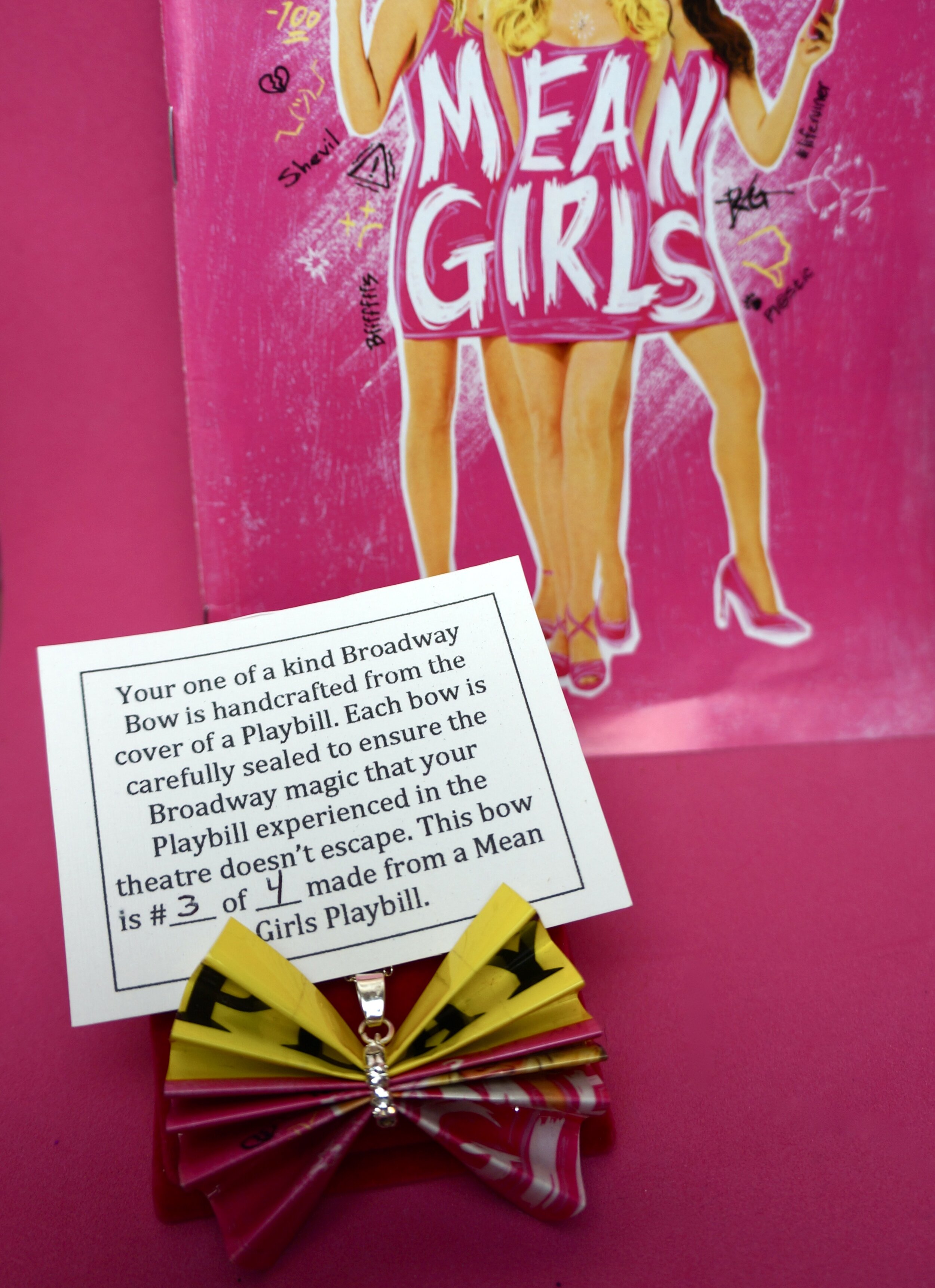 Mean Girls Broadway Playbill Bow Necklaces