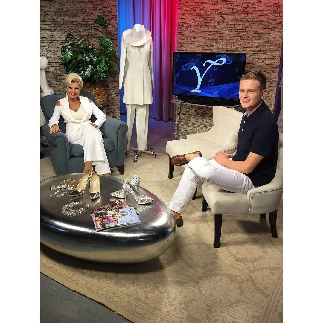 Above: Nolan Christopher Wills on Yolanda’s TV show Yolanda: Style &amp; Glamour, discussing fashion and StyleUp magazine.