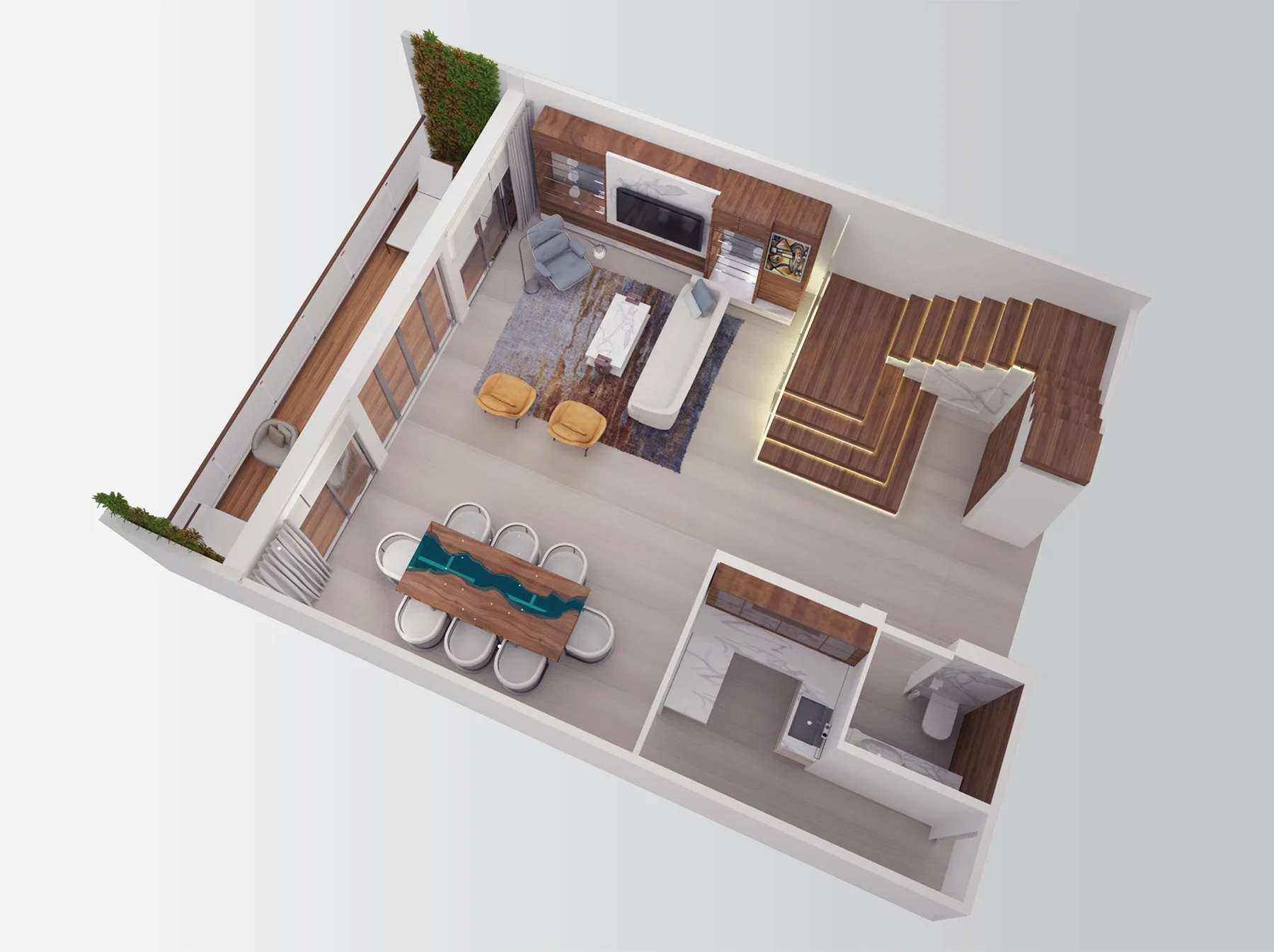 Lower Level - Two Bedroom Split-Level Residence