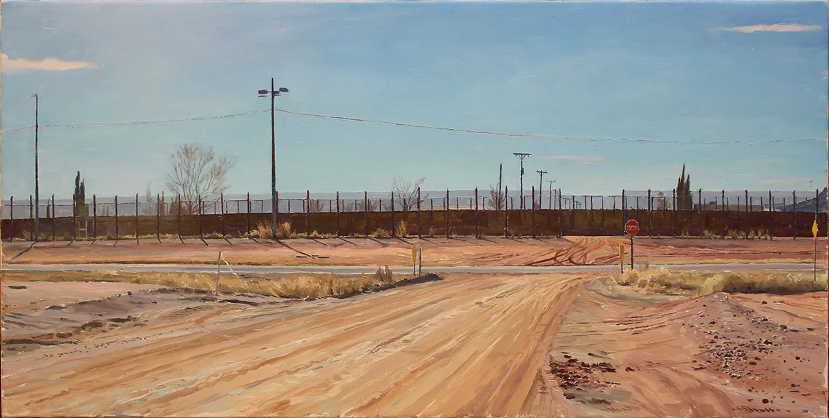 BORDER IN WINTER oil on linen 24 x 44” 2017