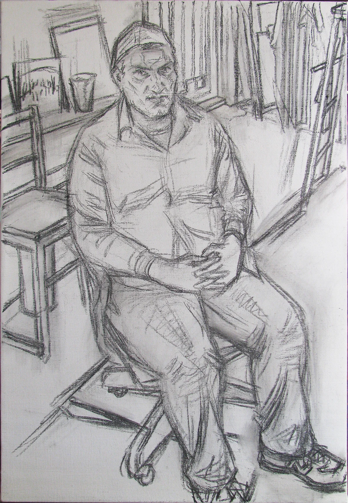 JOE BRADLEY (drawing) charcoal on linen 22 x 33” 2015