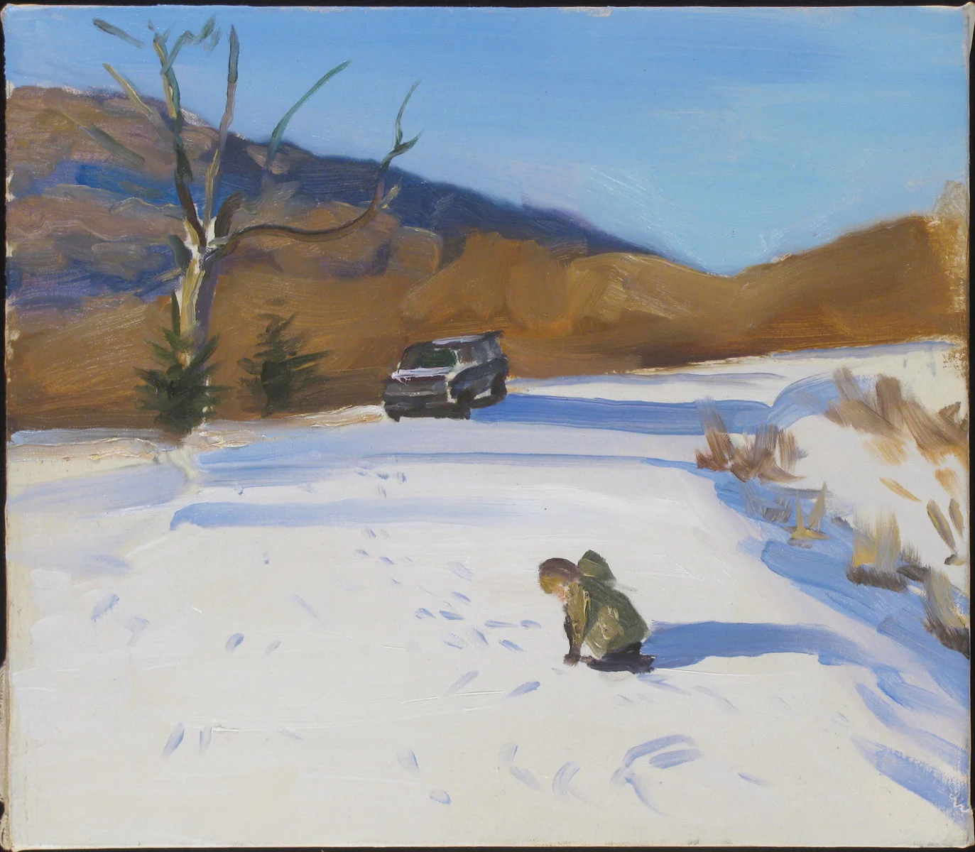 SNOW w/ ADRIAN oil on canvas 14 x 16” 2013