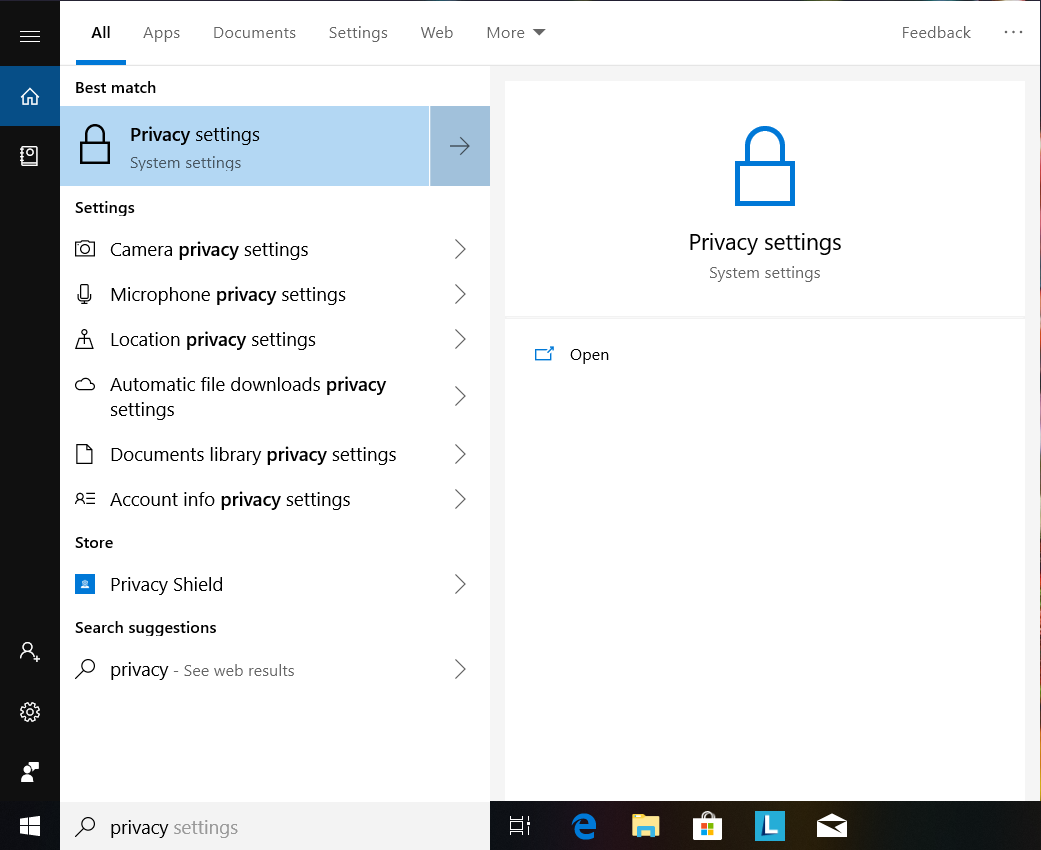 Figure 1. Open up Privacy settings.