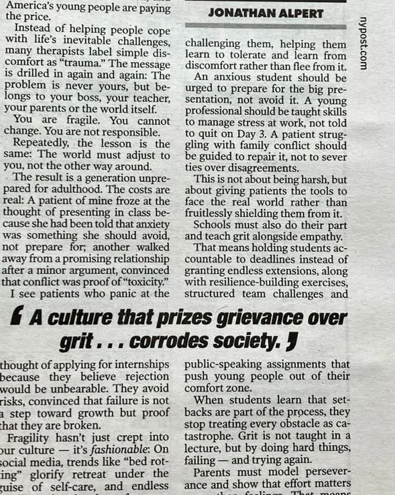 My New York Post debut: &ldquo;Stop Coddling Kids Into Weakness, Rage&rdquo;