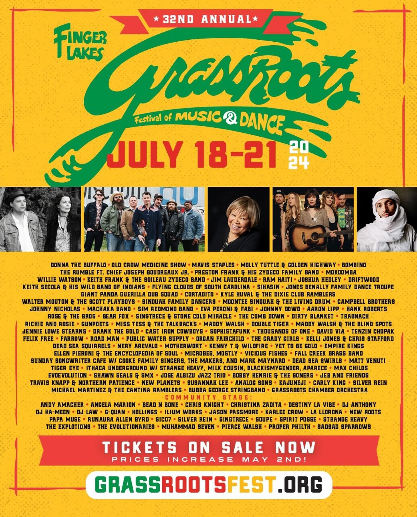 I&rsquo;m back at the @fingerlakesgrassrootsfest this July, last year was a lot of fun. Can you find me on the poster? There&rsquo;s a lot of great musicians this year.