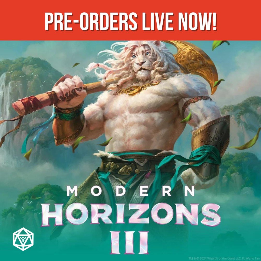 Looking to secure your Modern Horizons 3 product? Look no further! Pre-orders are now live on our website.

Link: https://www.woodburngames.com/search/modern+horizons+3/