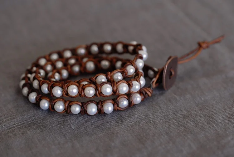 Triple Wrapped Leather Pearl Bracelet — Le Grande Jewelry