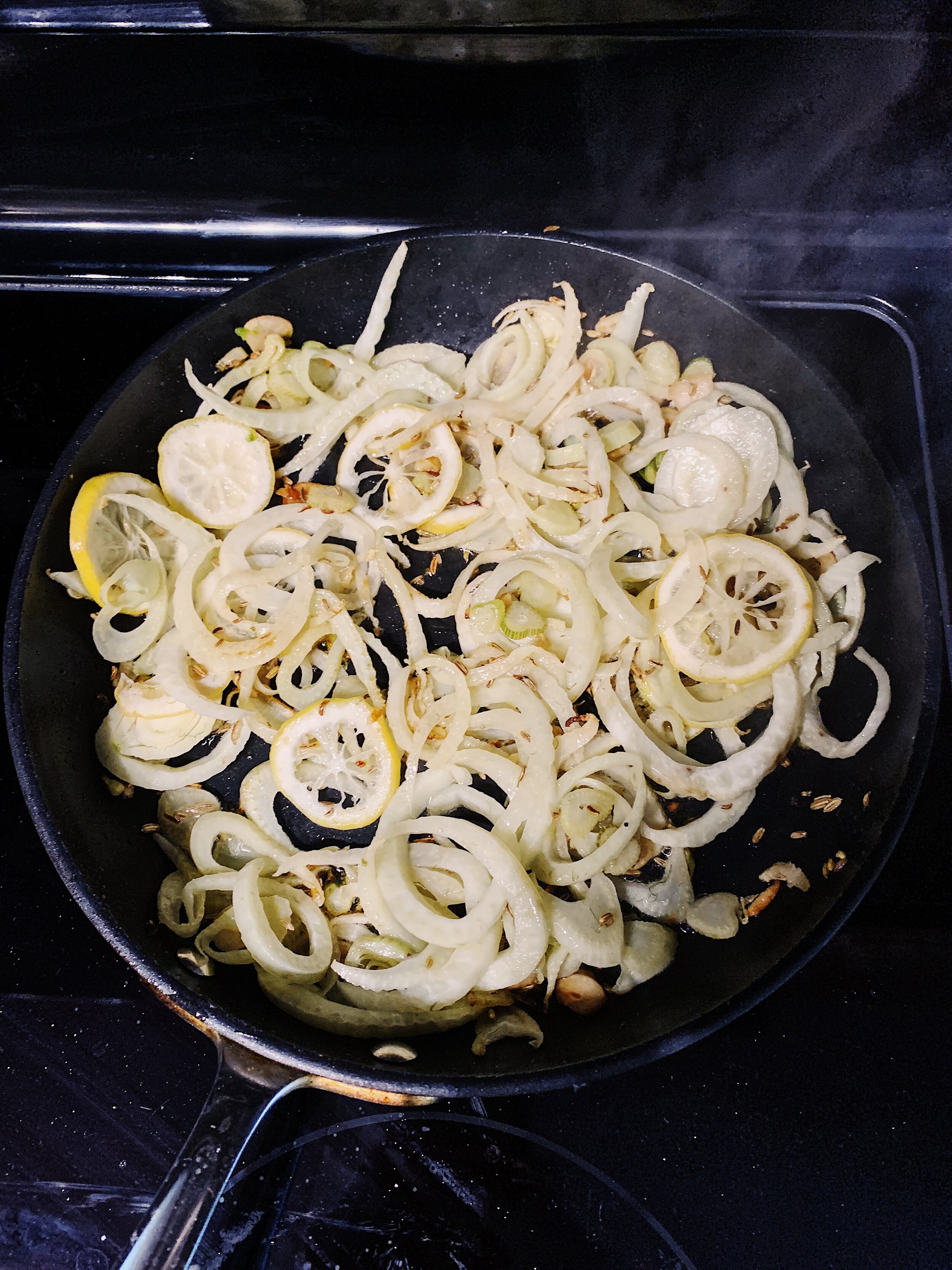 farro-toasted-fennel-lemon-basil-alison-roman-skillet.JPG
