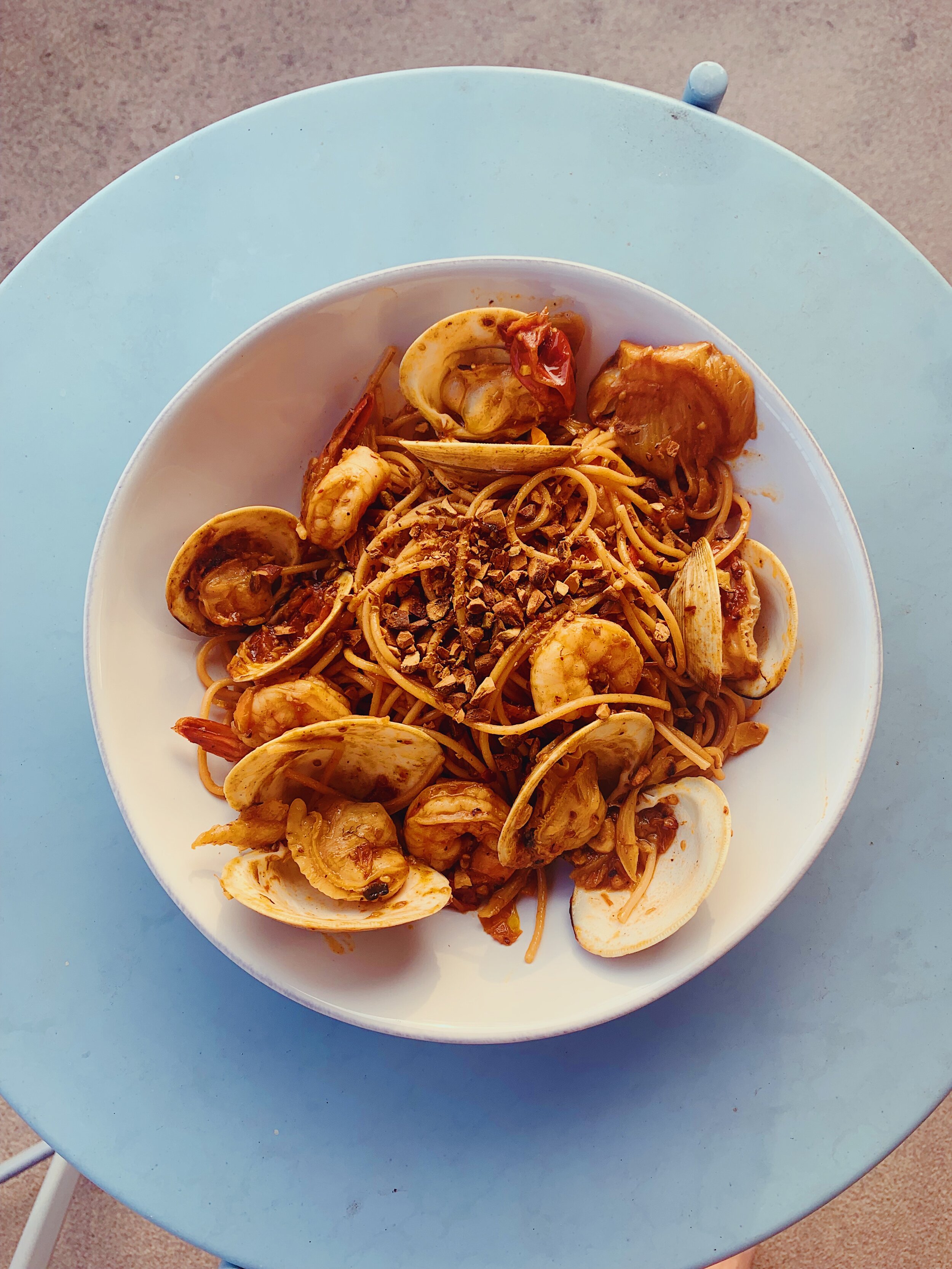 sungold-pasta-lemony-shellfish-garlic-pistachio-alison-roman-2.JPG