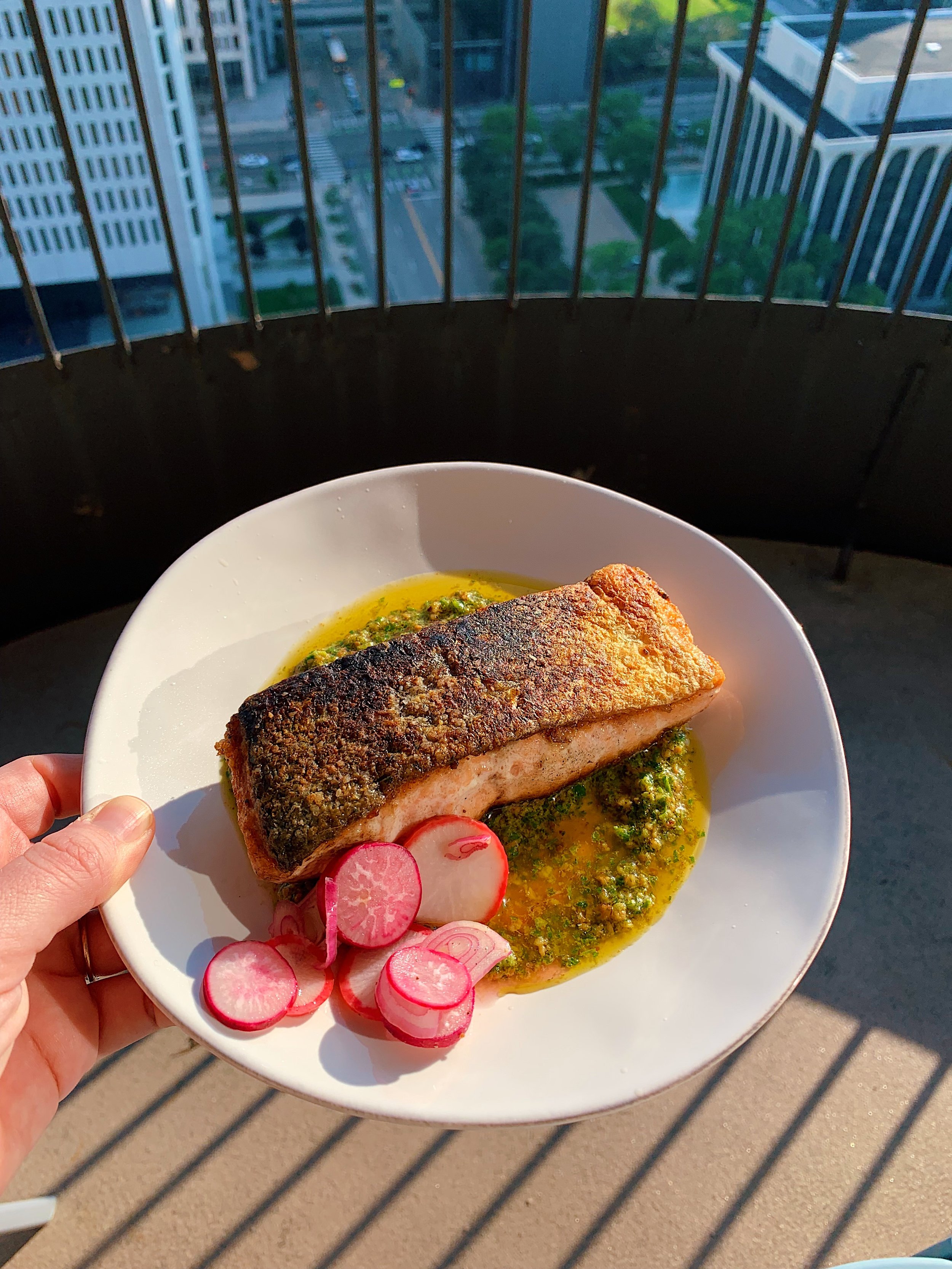 crispy-skinned-salmon-spicy-radishes-green-romesco-alison-roman-1.JPG