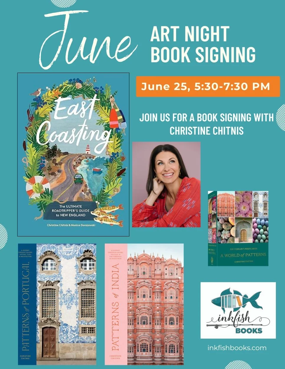 Art Night Open House + Book Signing with local writer and photographer Christine Chitnis - June 25, 5:30-7:30 PM 