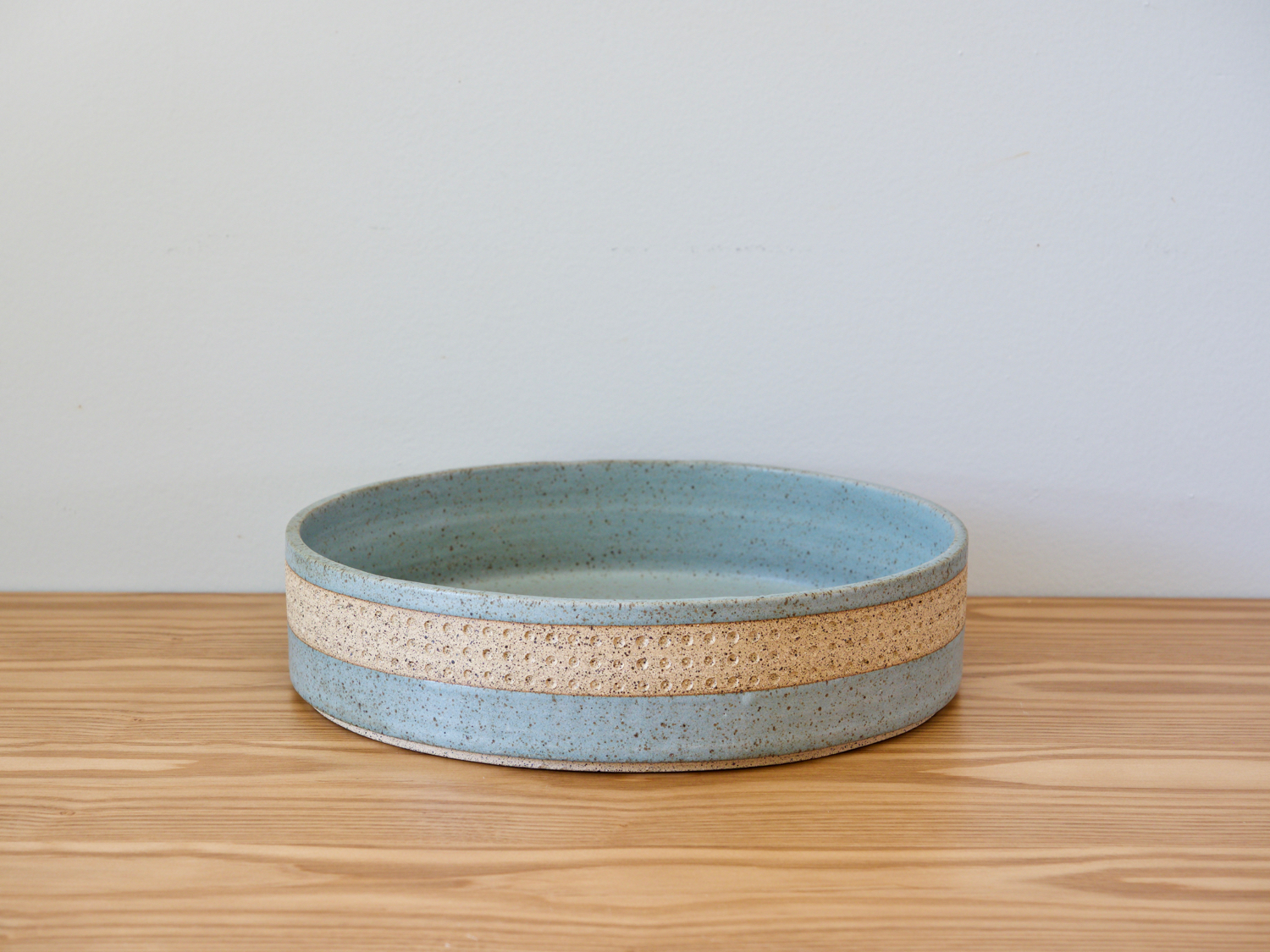 Straight-sided serving bowl in frost blue matte
