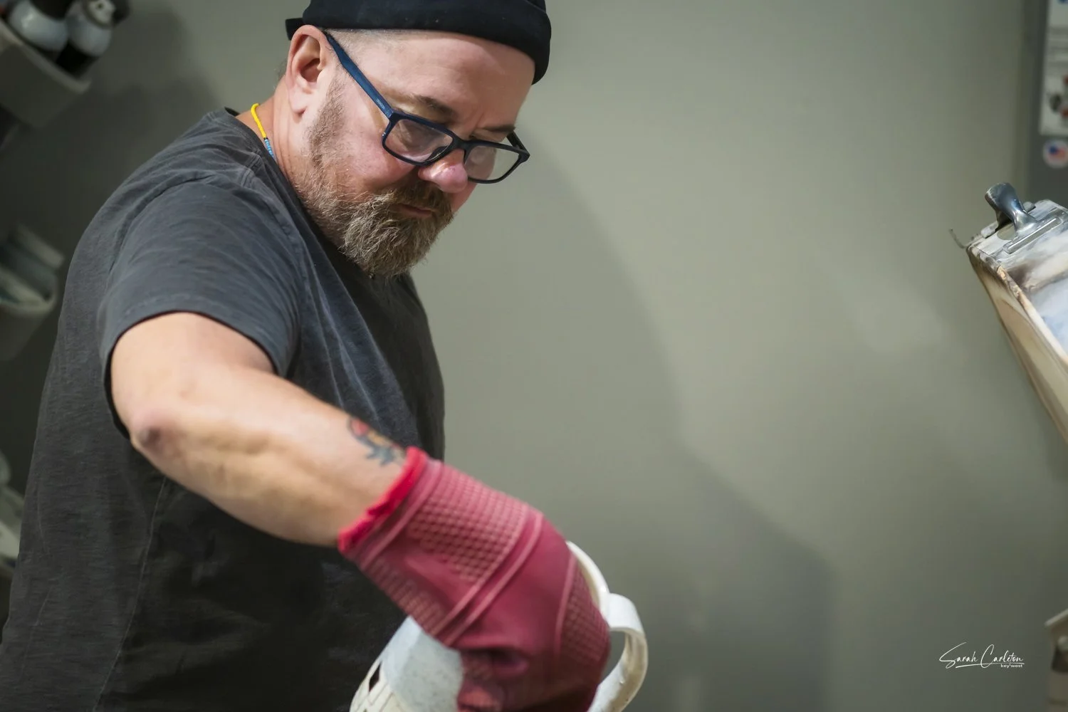 Mark opening the kiln.