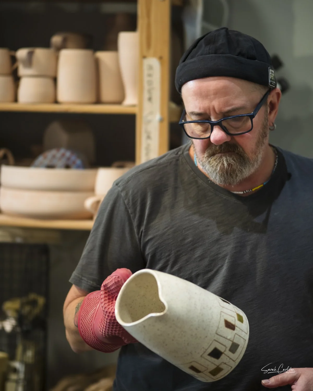 Mark holding a new pitcher.