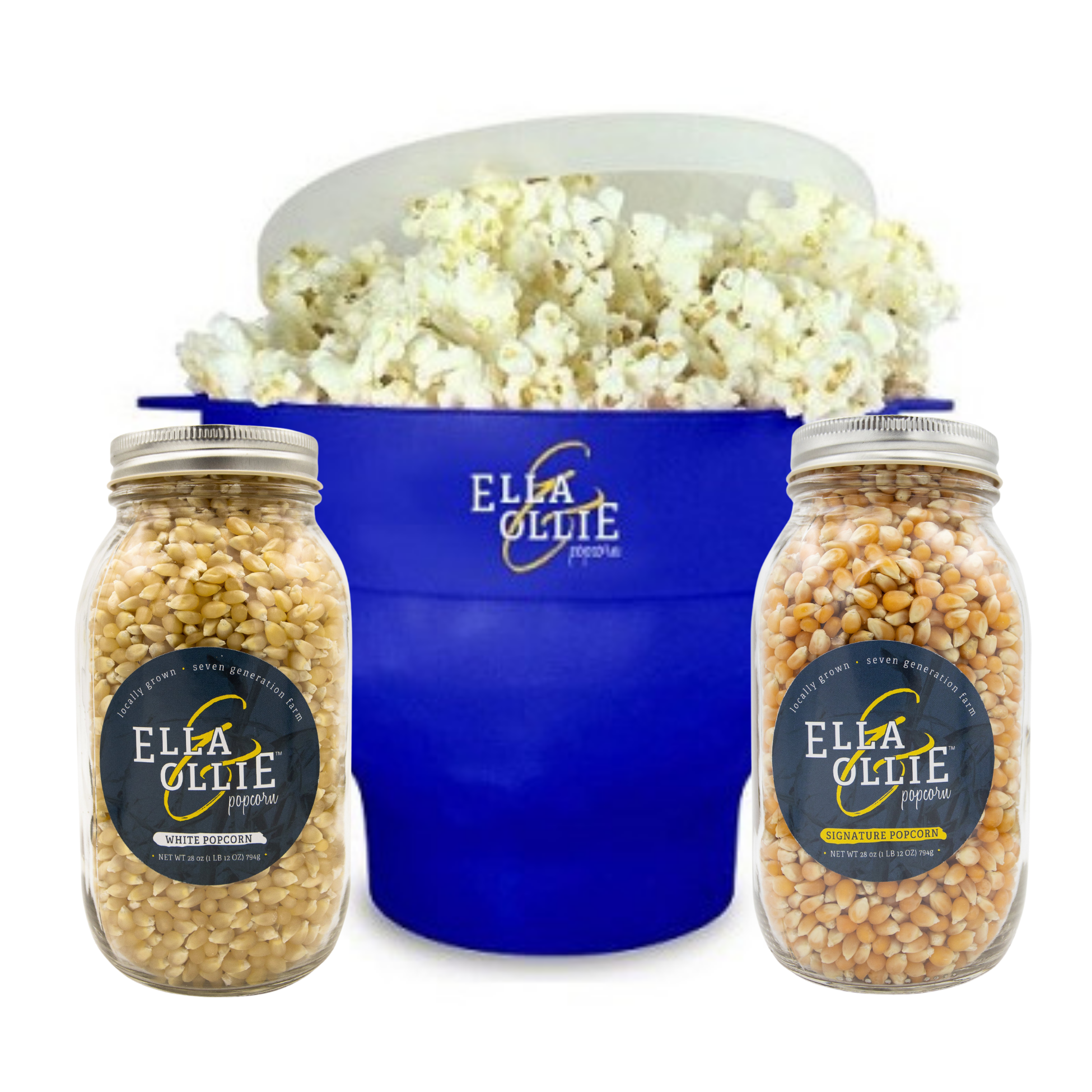 Jars of Signature or Popcorn (28 each) and a Microwave Popcorn Popper — ELLA & OLLIE POPCORN