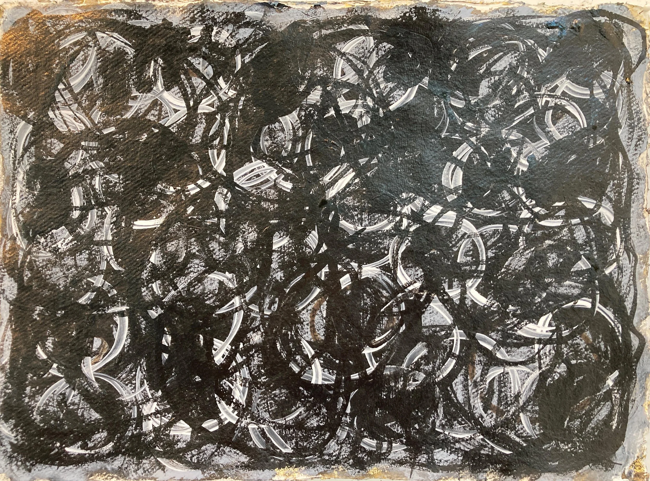  Khadi paper, Sumi ink, paint 12” x 16.5”  2022 