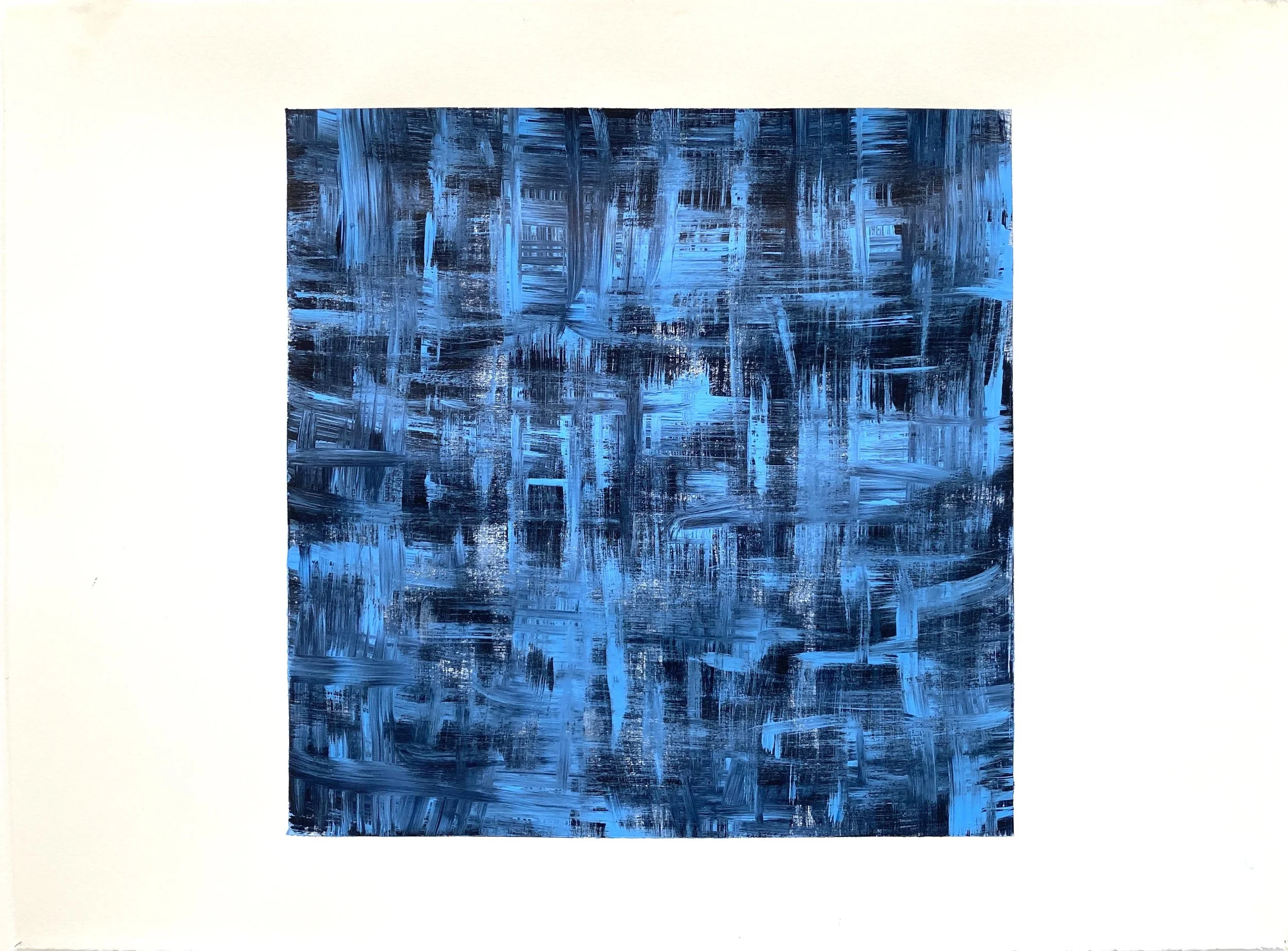  Paint on rag paper, 17"x 17" image centered on 22" x 30"  