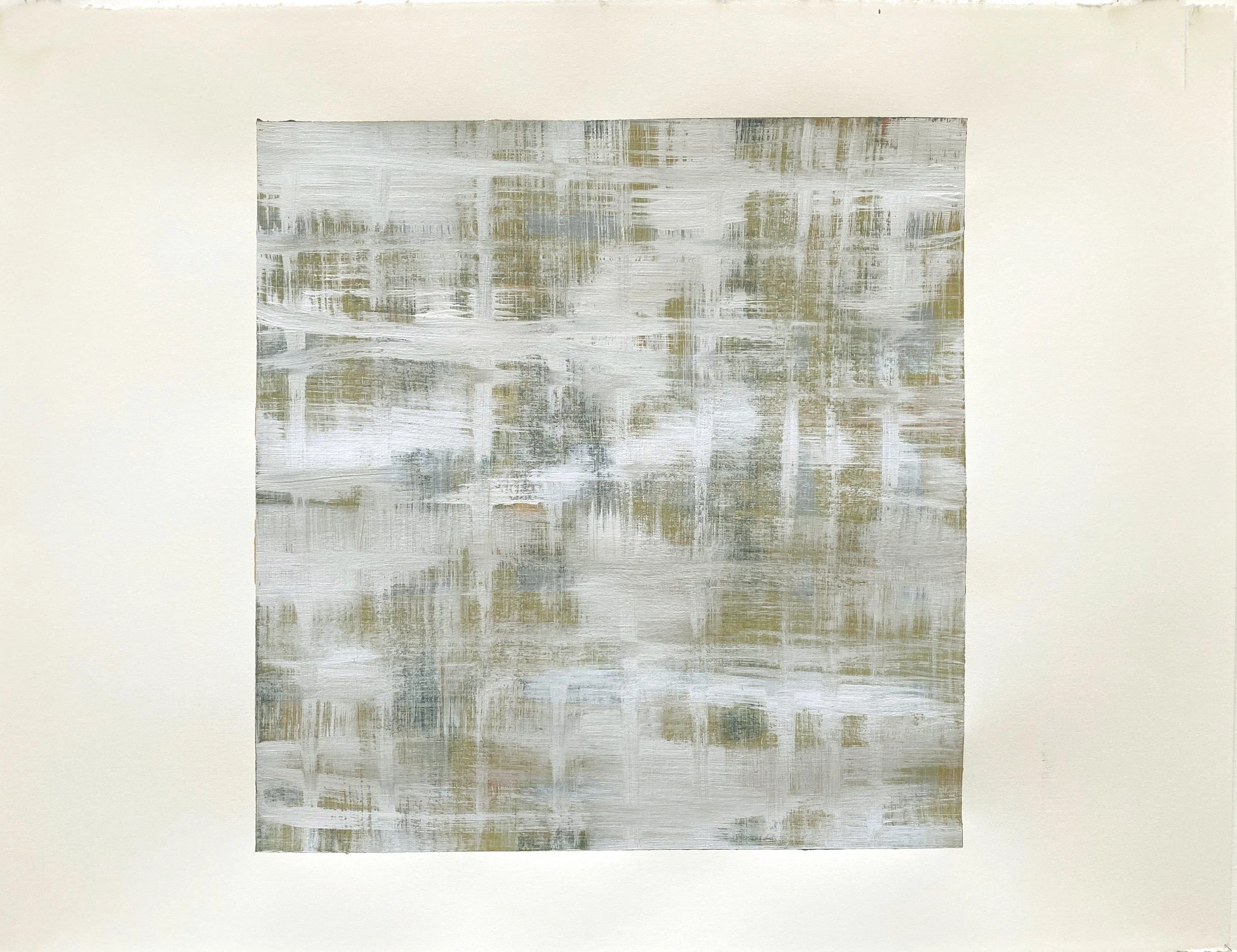  Paint on rag paper, 17"x 17" image centered on 22" x 30"  