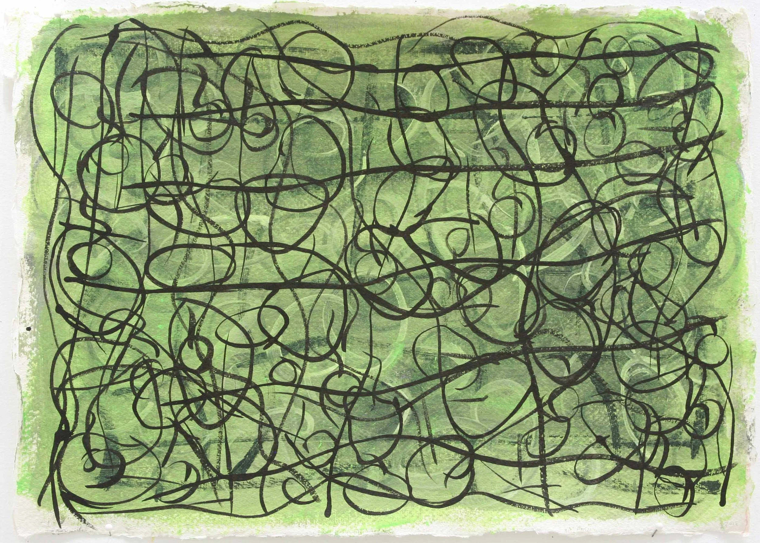  No. 3, Khadi paper, Sumi ink, paint  12” x 16.5” 2012  collection of Stephen Bracket, Saugerties, NY 