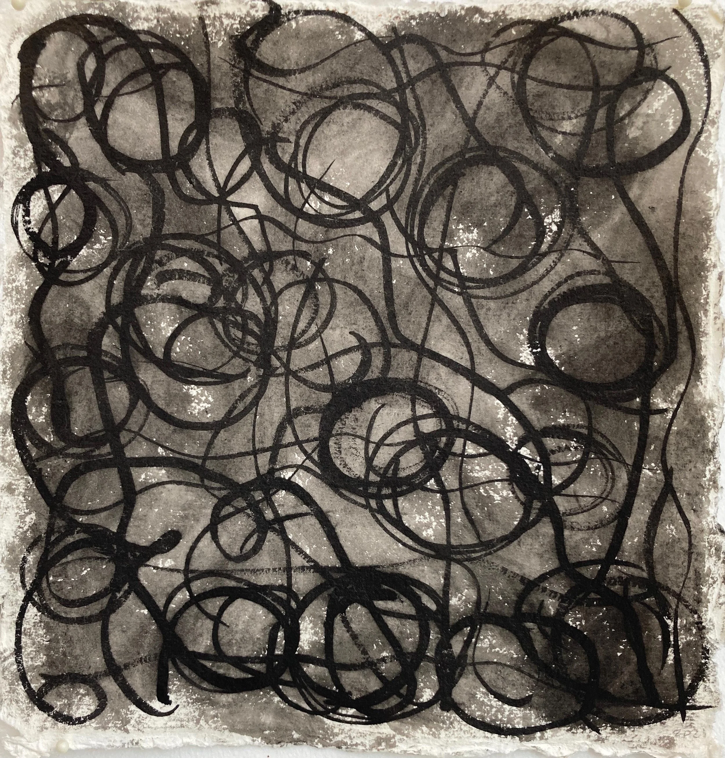  Khadi rag paper, Sumi ink, paint. 8.5” x 8.5” 2021  Collection Ann Caruso Marsh, Los Angeles, CA. 