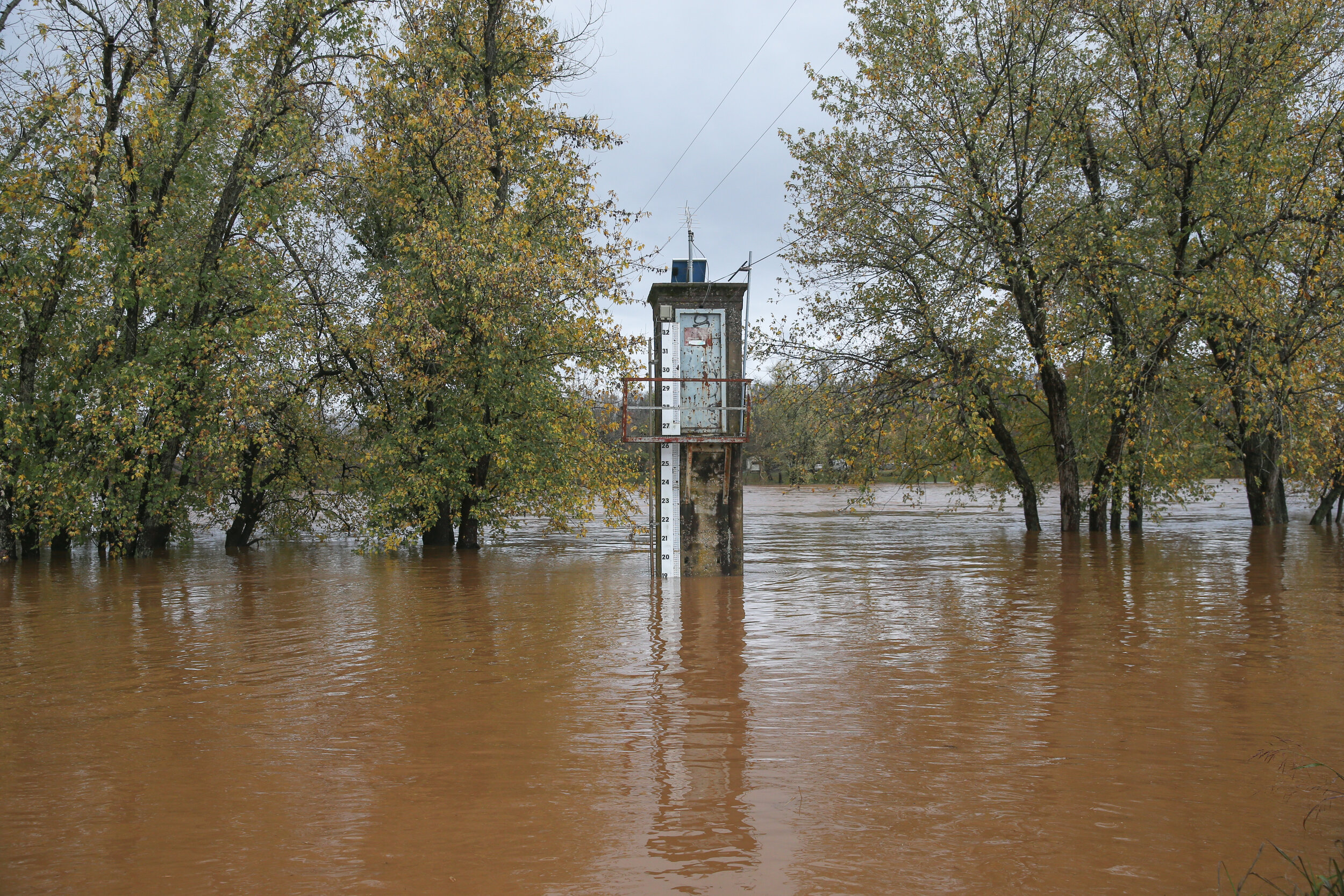 The James River rises along downtown Scottsville. The river is forecasted to crest at 21.5 feet and it is the highest the water has been in the area since 2010.