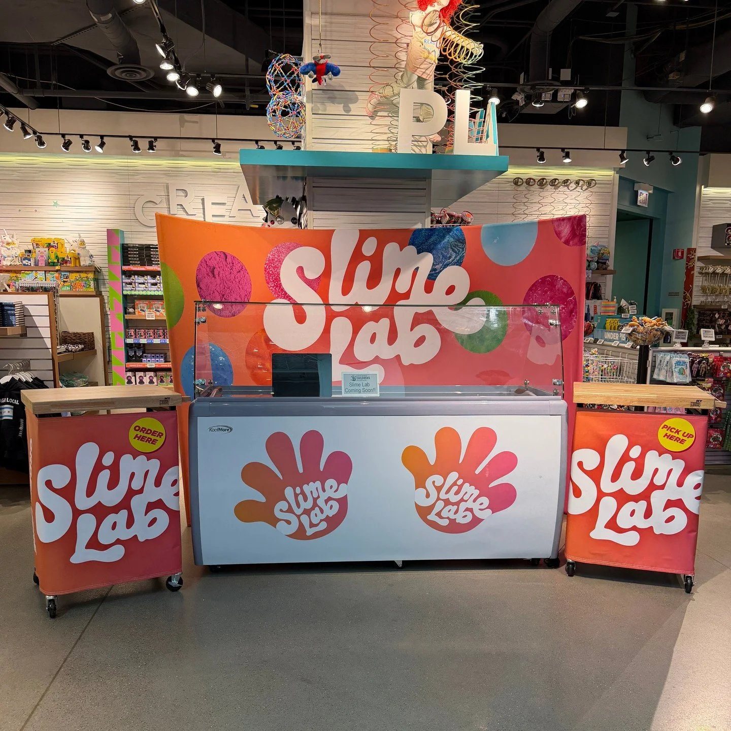 Guess what?
Slime is coming to the gift shop very soon. Get ready to make your own goo-tastic creation when Slime Lab opens.
