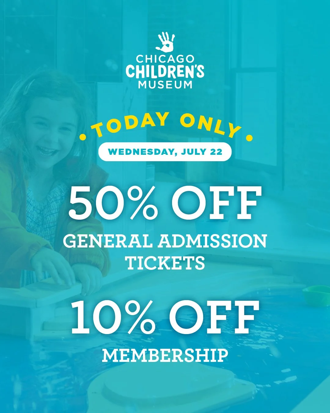 Don't forget, today (July 22) is a half-price day at Chicago Children's Museum! You can get tickets at the door or go to www.ccm.org to book now.