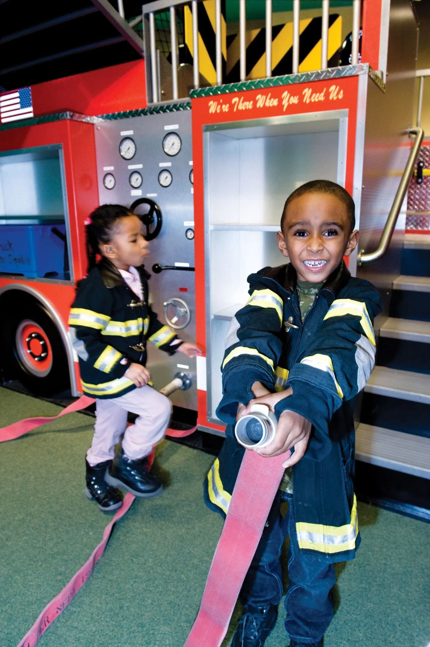 Child playing pretend as a fireman