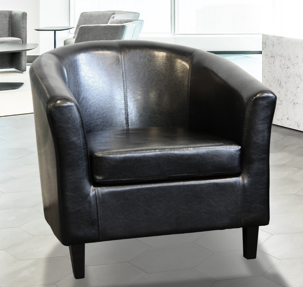 Horizon Black Faux Leather Club Chair, Used Leather Club Chair