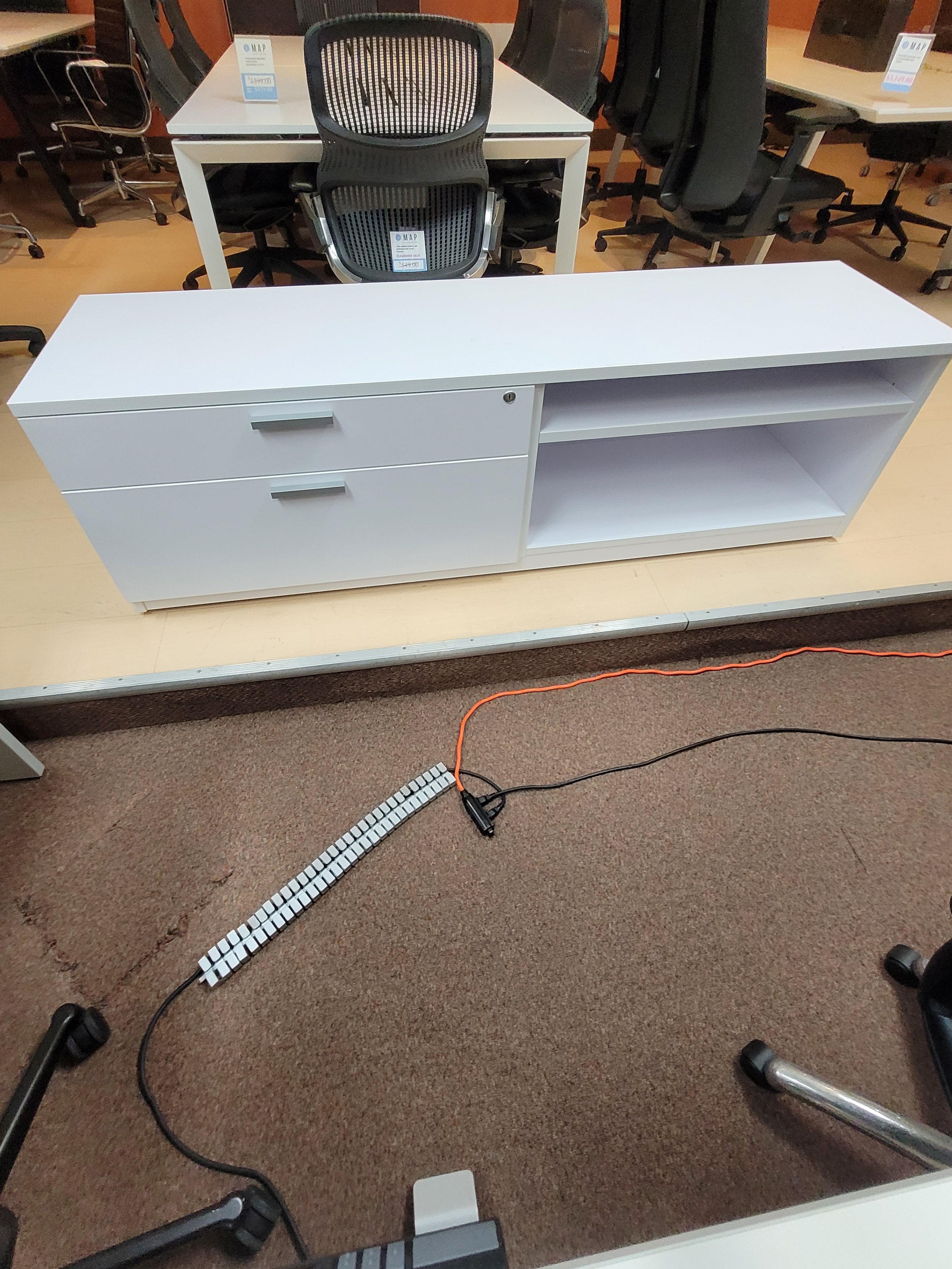 Modern White Office Sideboard with Secure Storage