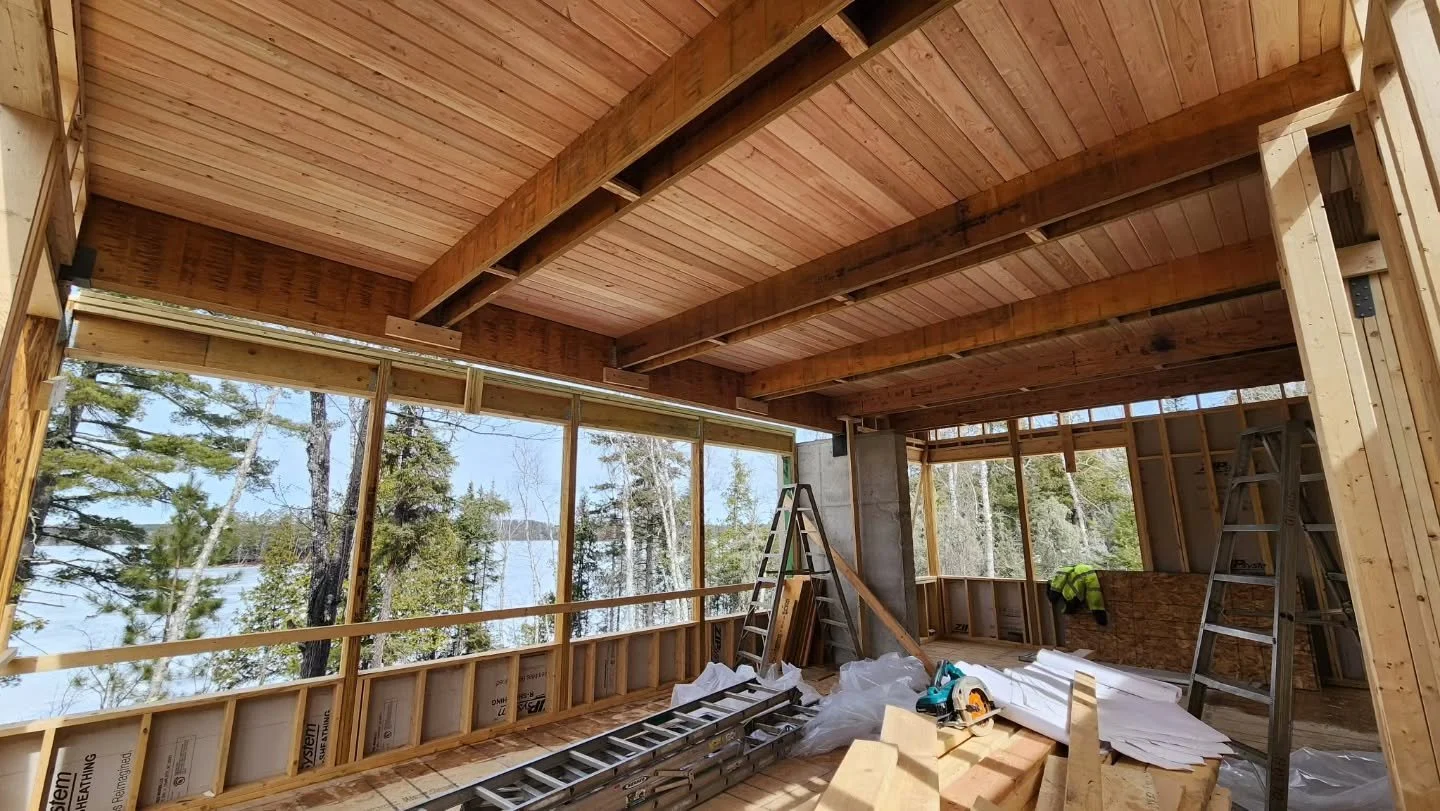 A lot of framing progress on the cabins in Ely. We are using an R6 Insulated Zip Sheathing to combat the extreme cold in the wintertime. 

It sure is beautiful this time of year.