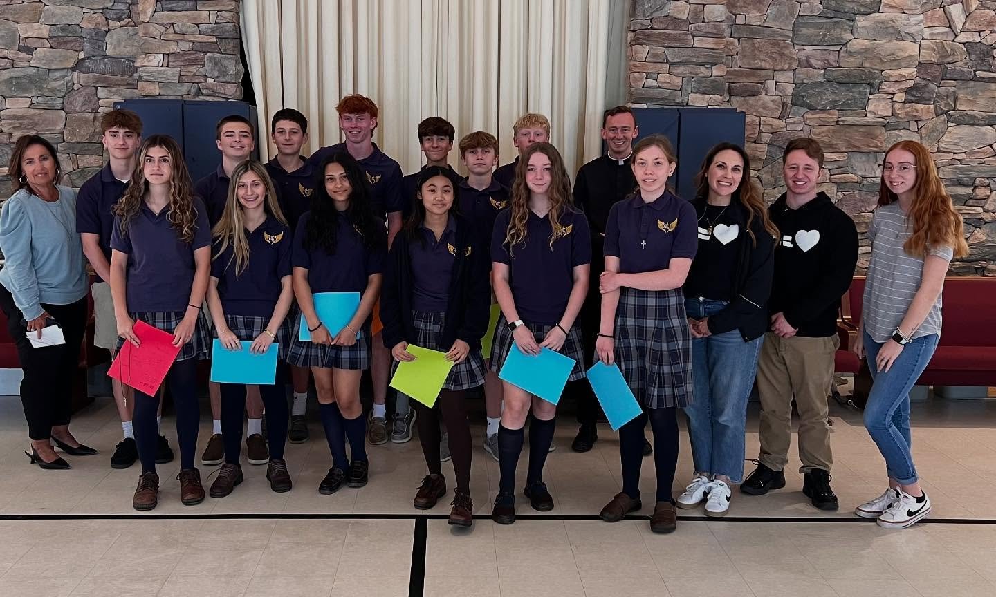 It was a great day helping lead the @holyangelswoodbury 8th grade retreat. Campus Minister Kari and two college students helped with the day. We began with Mass at St. Patrick&rsquo;s followed by breakfast, ice breaker games, talks and activities. Fr
