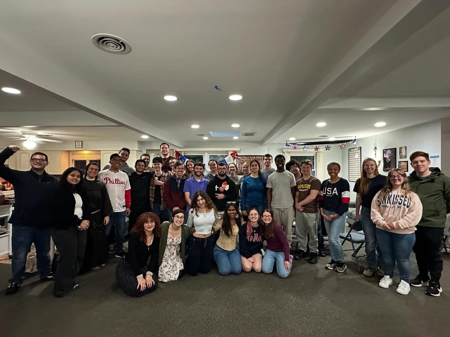 A little rain didn&rsquo;t stop our Kick Off to Memorial Day Weekend Potluck BBQ! We had a great time eating, playing games and having fun with sparklers! 

God bless America! 🇺🇸 

#rowancatholic #rowanuniversity #catholicampusministry #stbridgetun