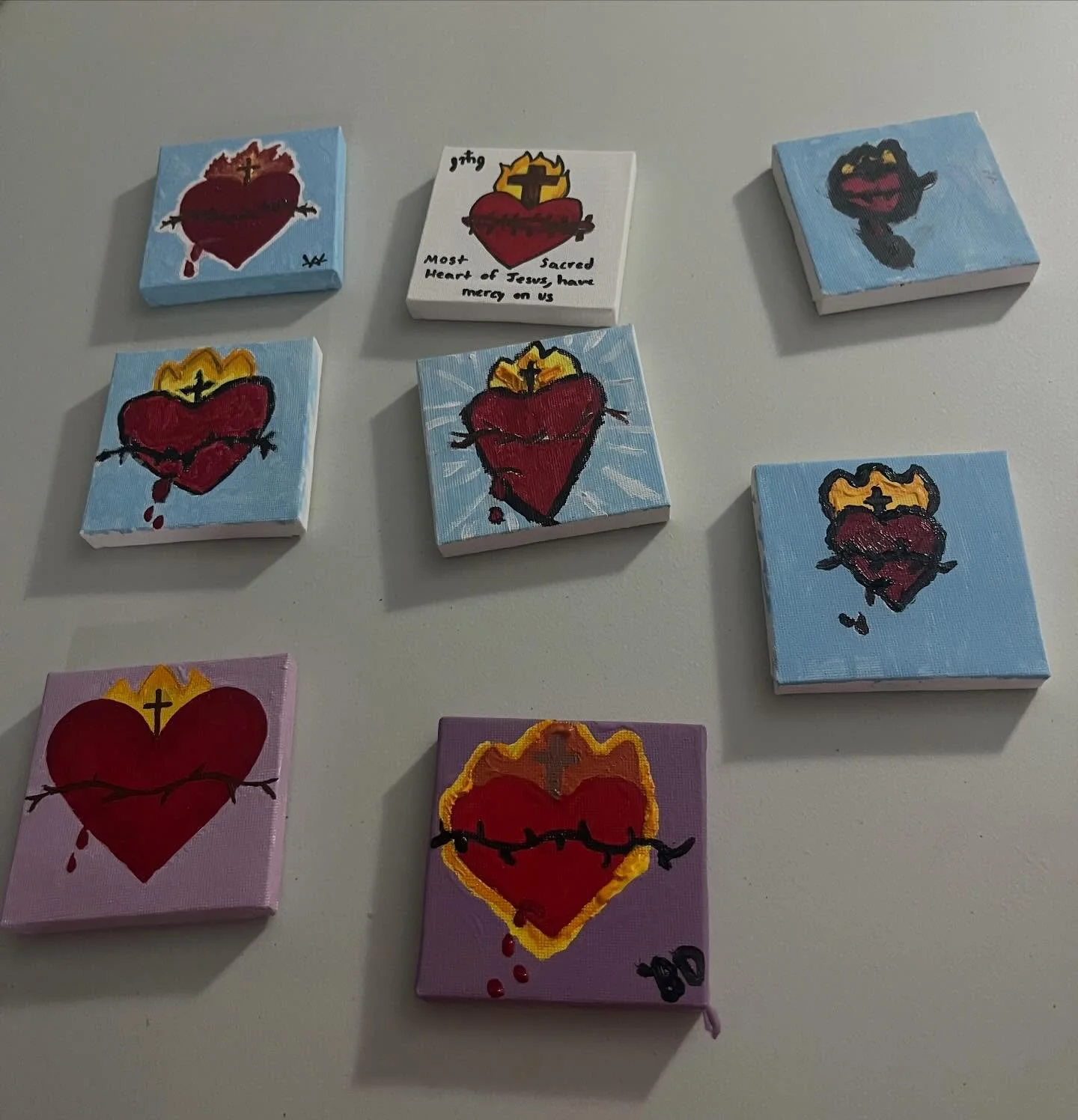 Our students enjoyed a special event tonight of &ldquo;Paint &amp; Sip&rdquo; (sparkling cider)! They created these beautiful Sacred Heart images to go well with this weekend&rsquo;s feast day of St. Valentine! ❤️&zwj;🔥

#rowancatholic #rowanunivers
