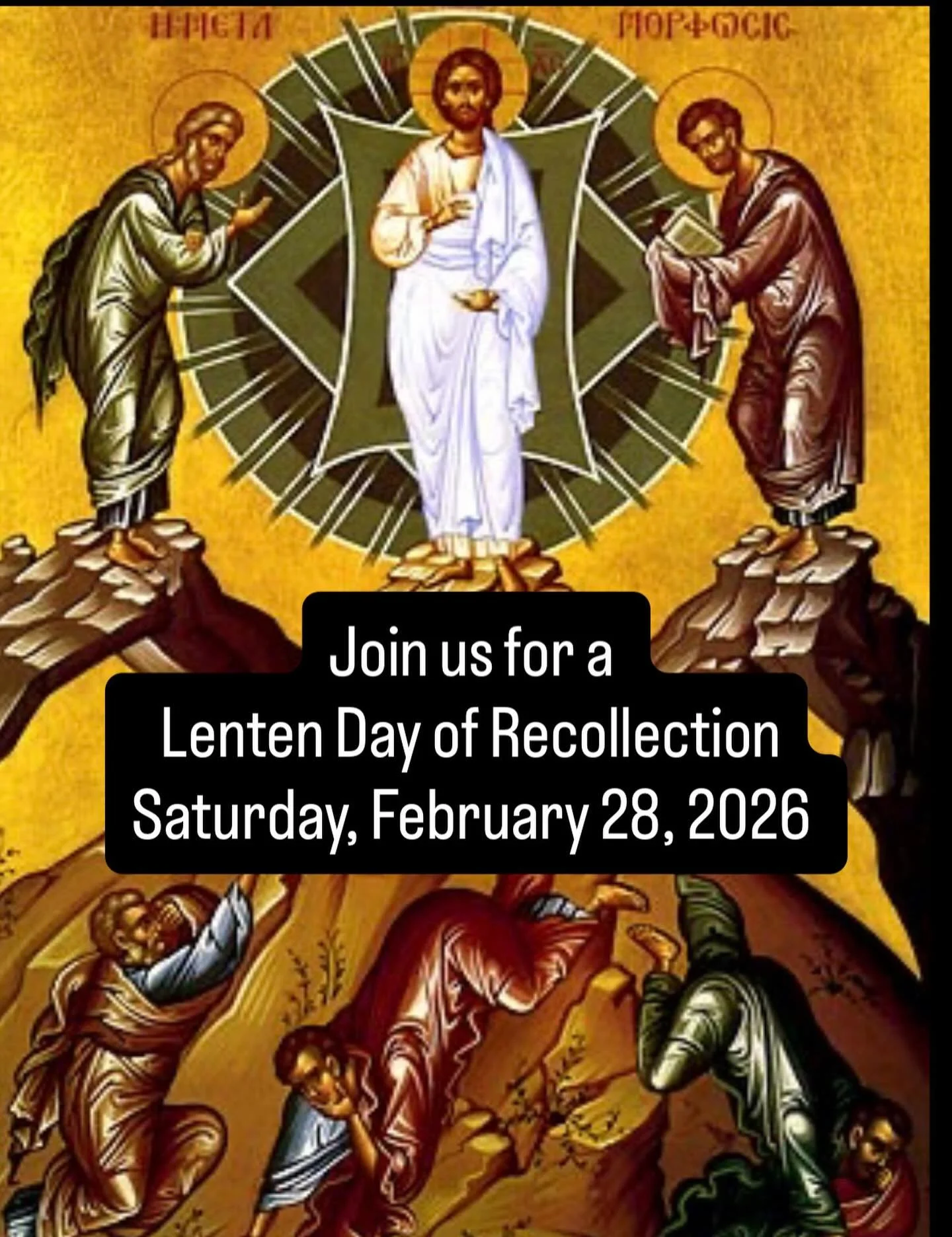 All parishioners and students are invited to a Lenten Day of Recollection this Saturday, February 28, 2026 from 9:00am-5:30pm
Theme: &ldquo;Up to the Mountaintop with Christ!&rdquo;

Join Fr. Rossi and Fr. Piro for a mini-retreat day early in the Len
