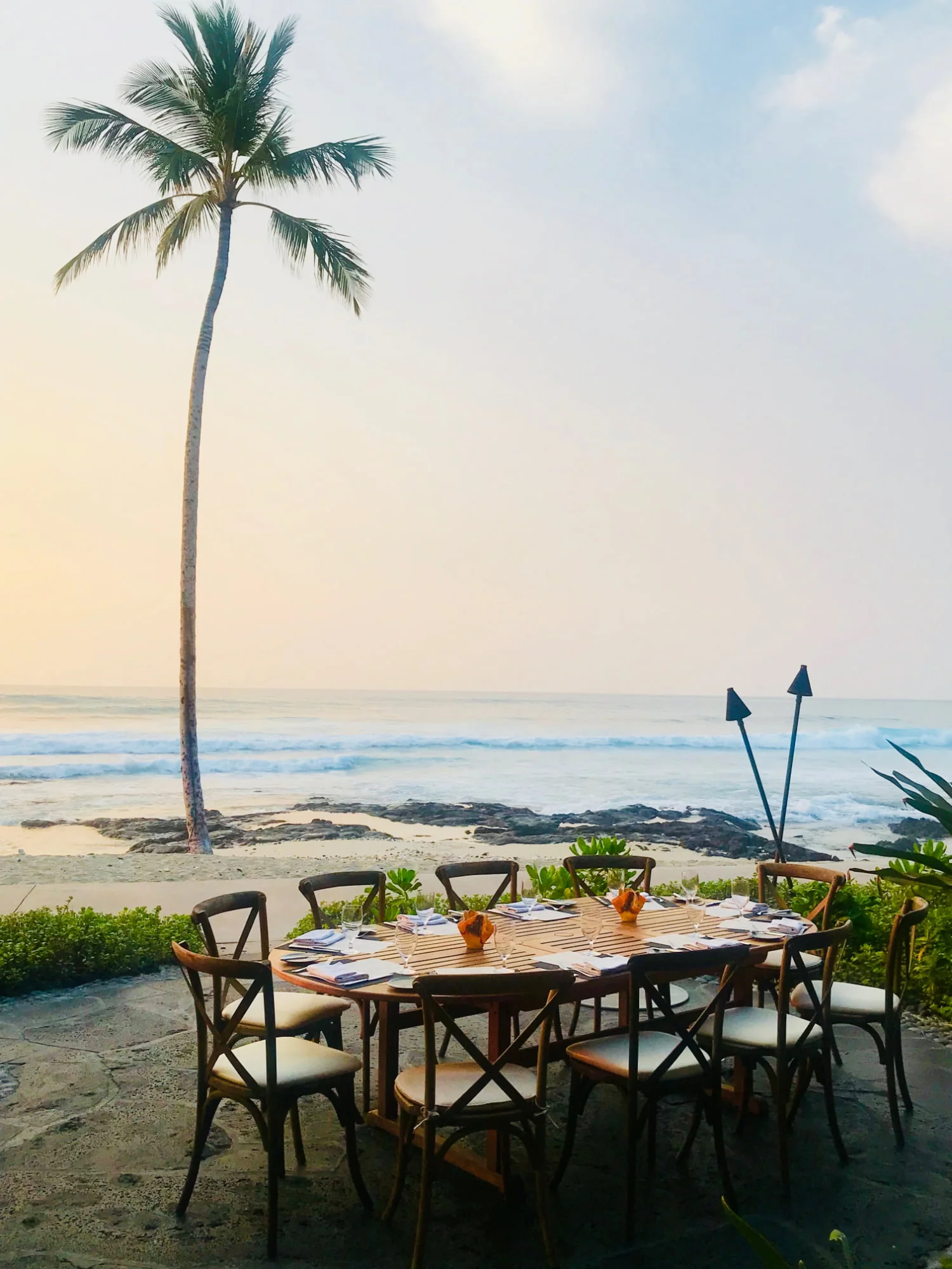 Dinner on the beach at the Four Seasons Hualālai Resort