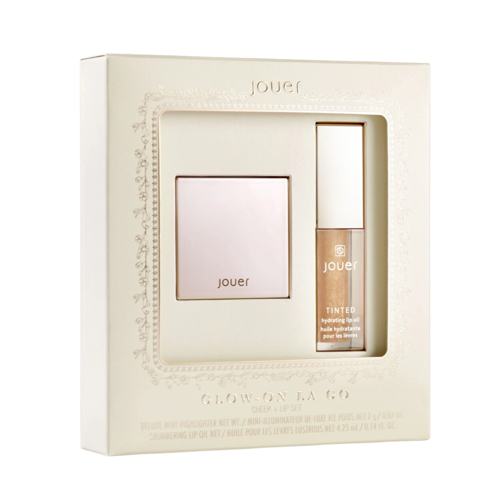 Jouer Glow-on La Go Deluxe Highlighter &amp; Shimmering Lip Oil Set