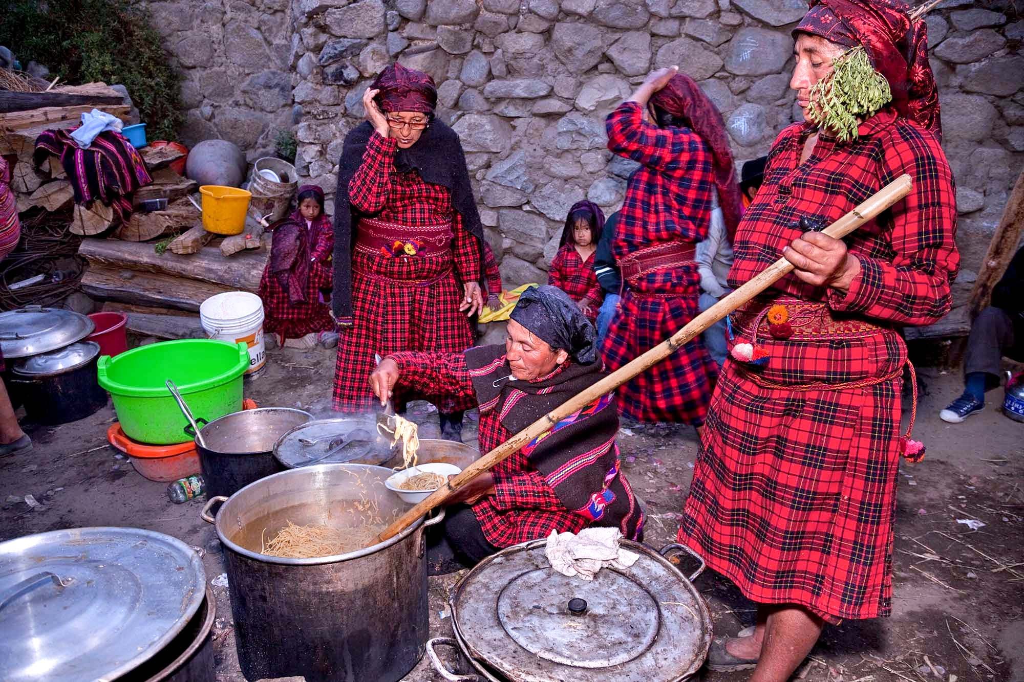  Every year, there are only two families chosen to brand their cattle.  This festivity is called the  wak jayra ,  the party of the cow.  Each family gathers and makes a large meal for  their guest.  Family and friends come from other cities to visit