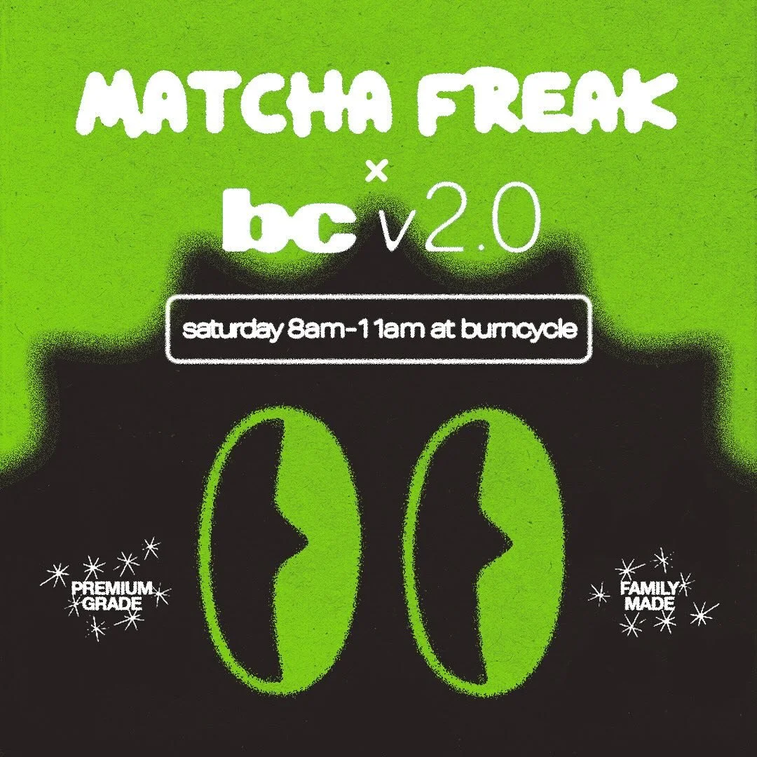 Your two fav Saturday plans are now under one roof! We are so excited for @thematchafreak to pop up in our studio this Saturday 💚
They’ll be serving the smoothest, greenest, premium grade matcha. Come ride and get your little treat - you dese