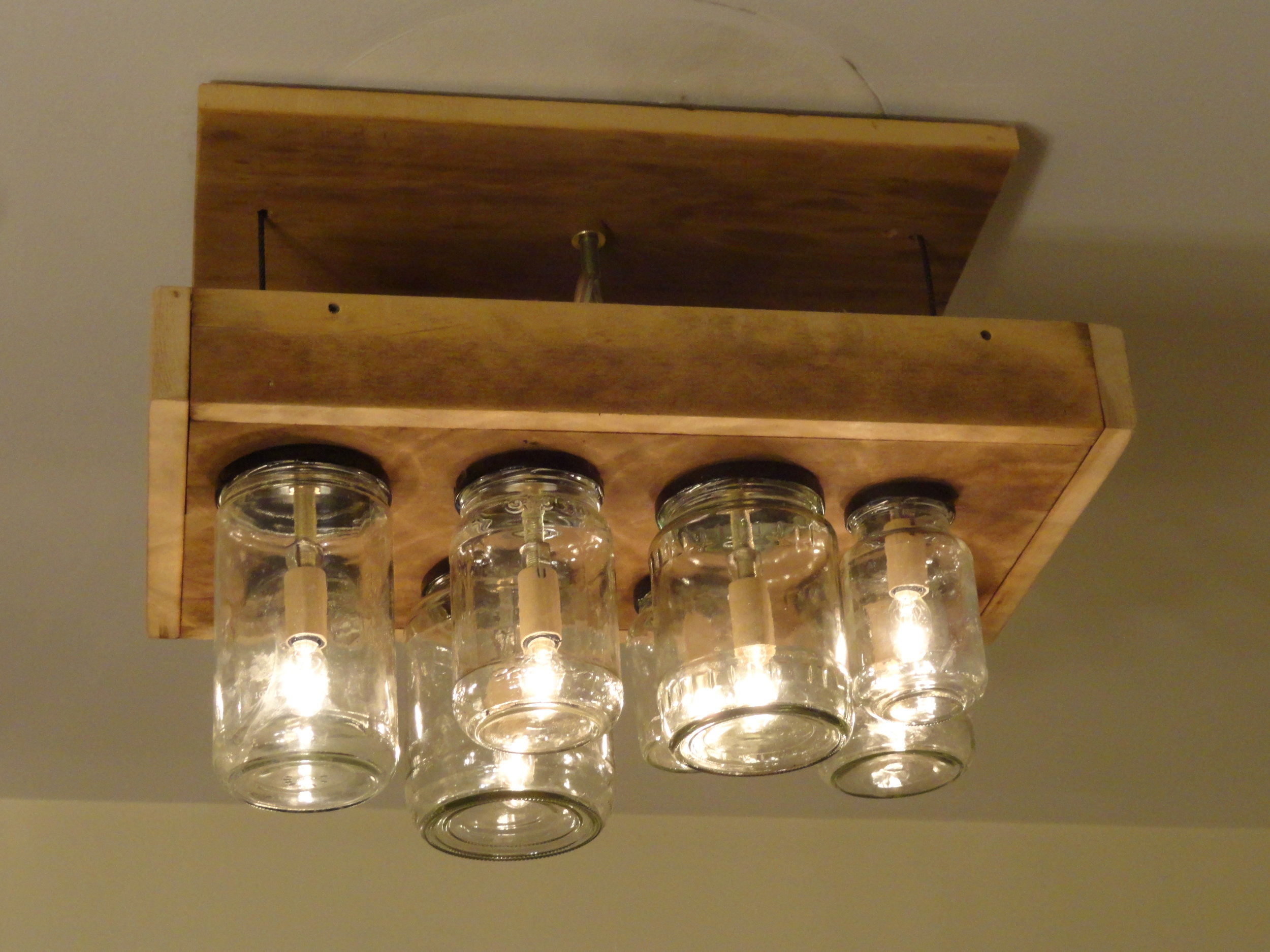 Jar Chandelier ( mixed jars and refurbished pine)